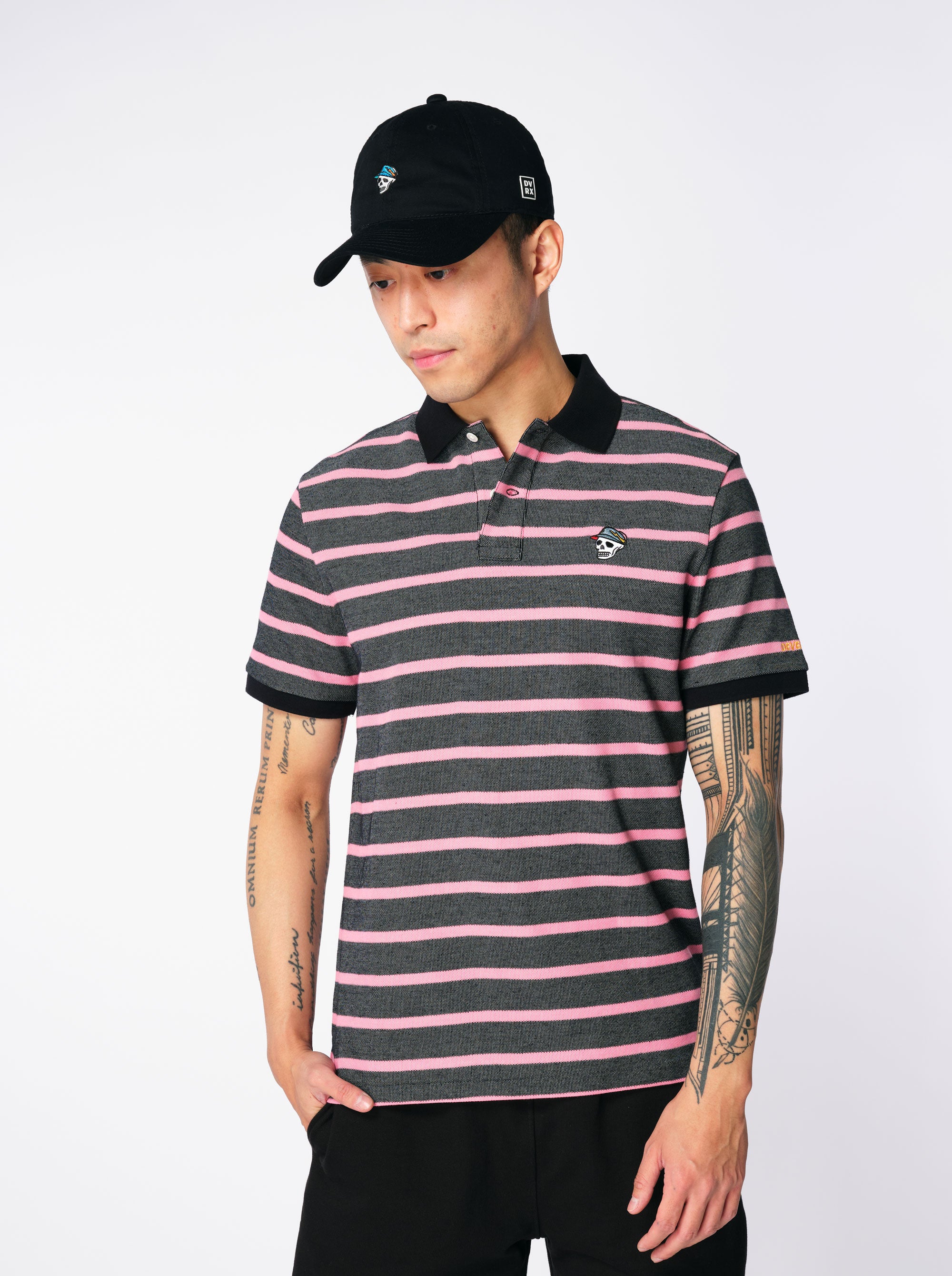 Classic OX Border Polo 763472026-BLACK/PINK