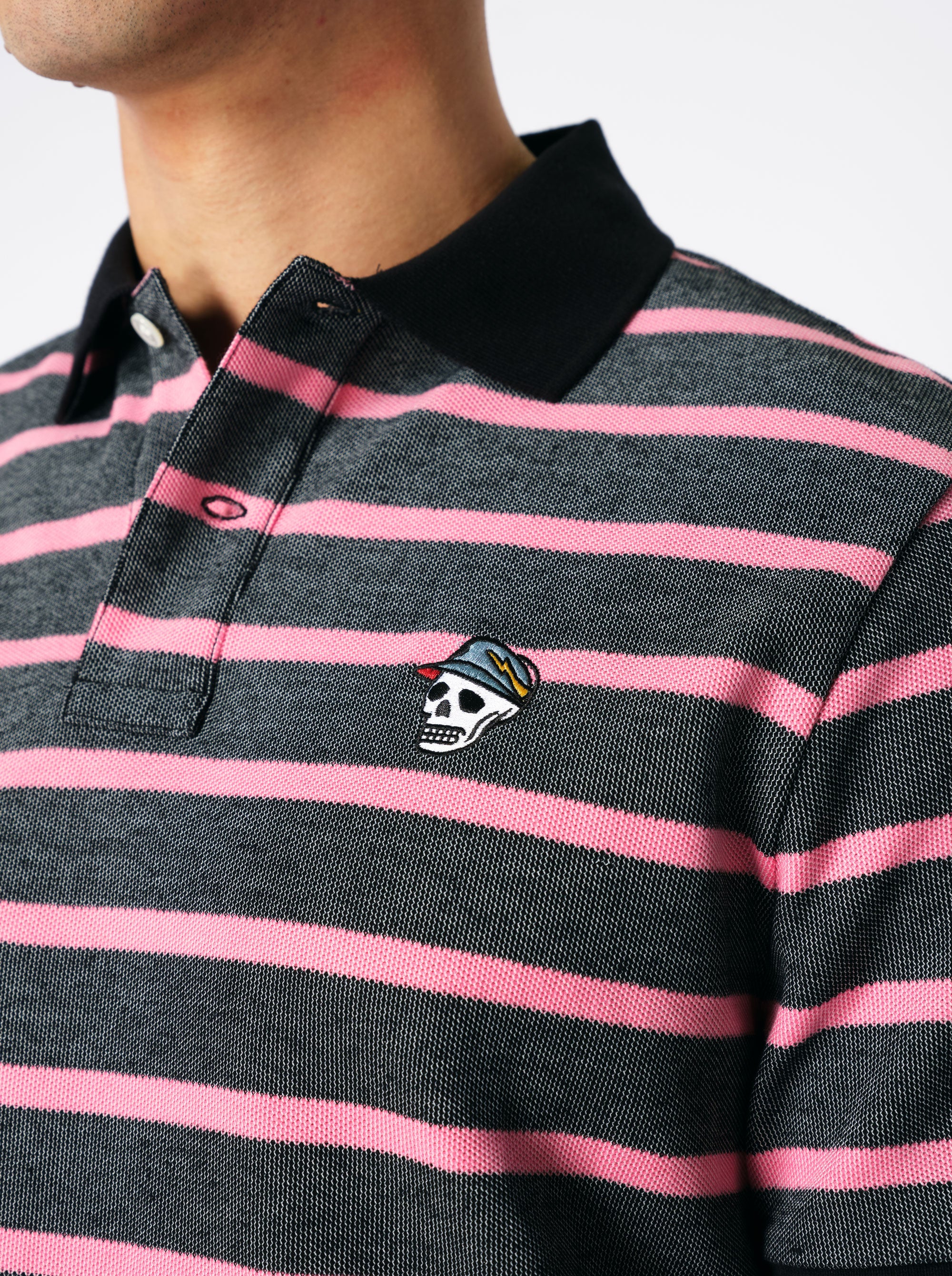 Classic OX Border Polo 763472026-BLACK/PINK