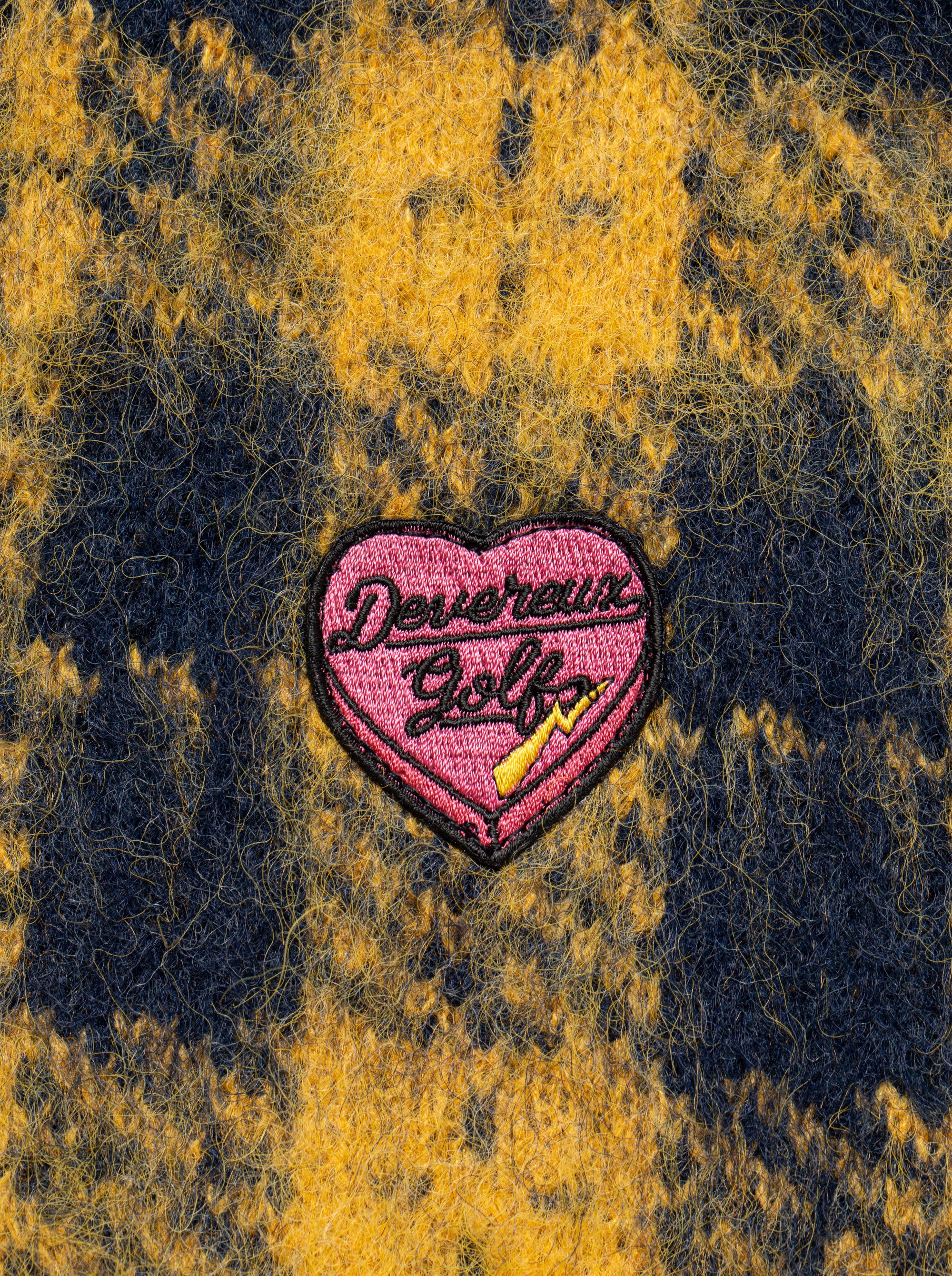 WOMEN Shaggy Knit Tartan Check V-Neck Cardigan 763474777-NAVY