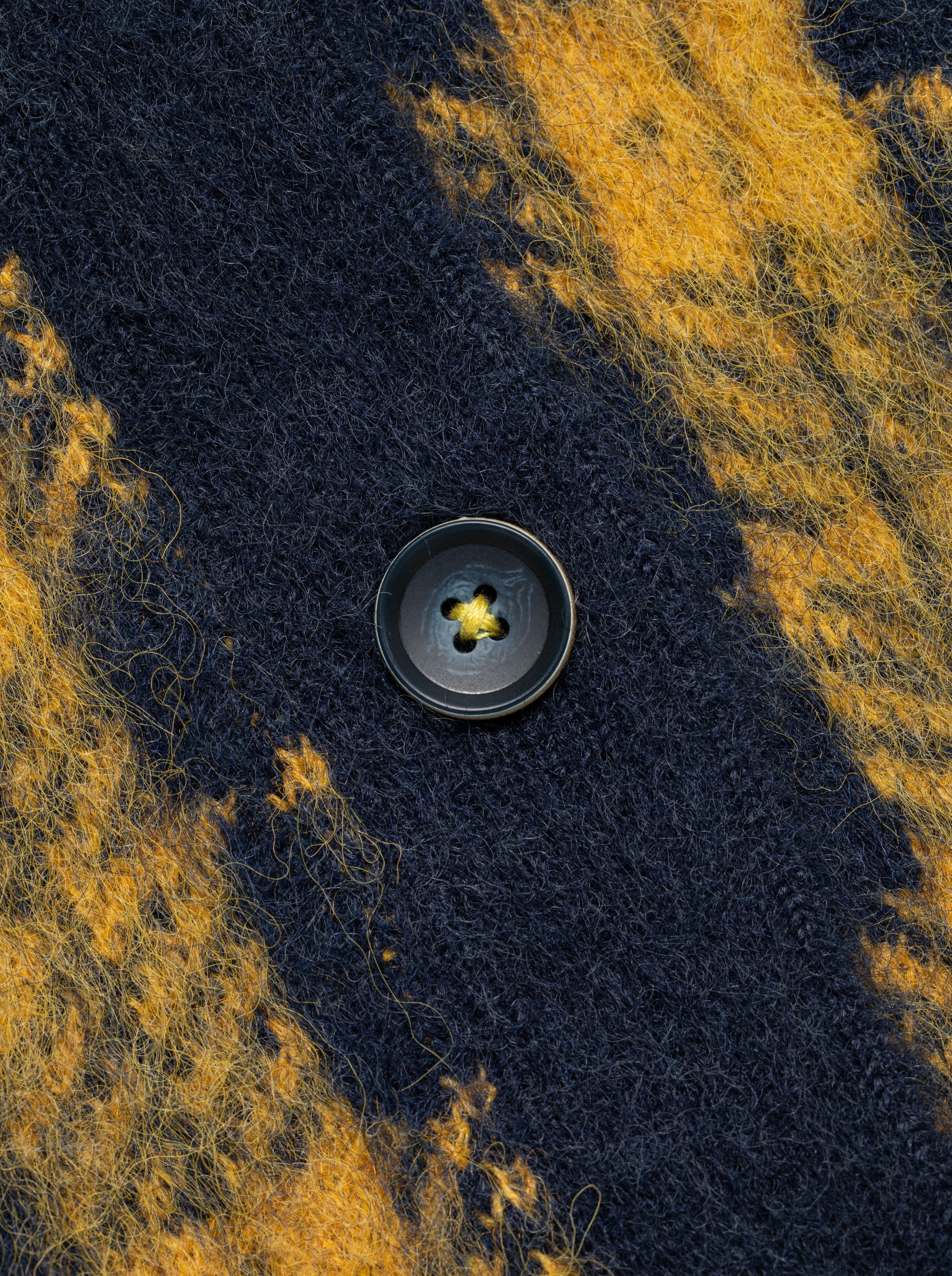 WOMEN Shaggy Knit Tartan Check V-Neck Cardigan 763474777-NAVY