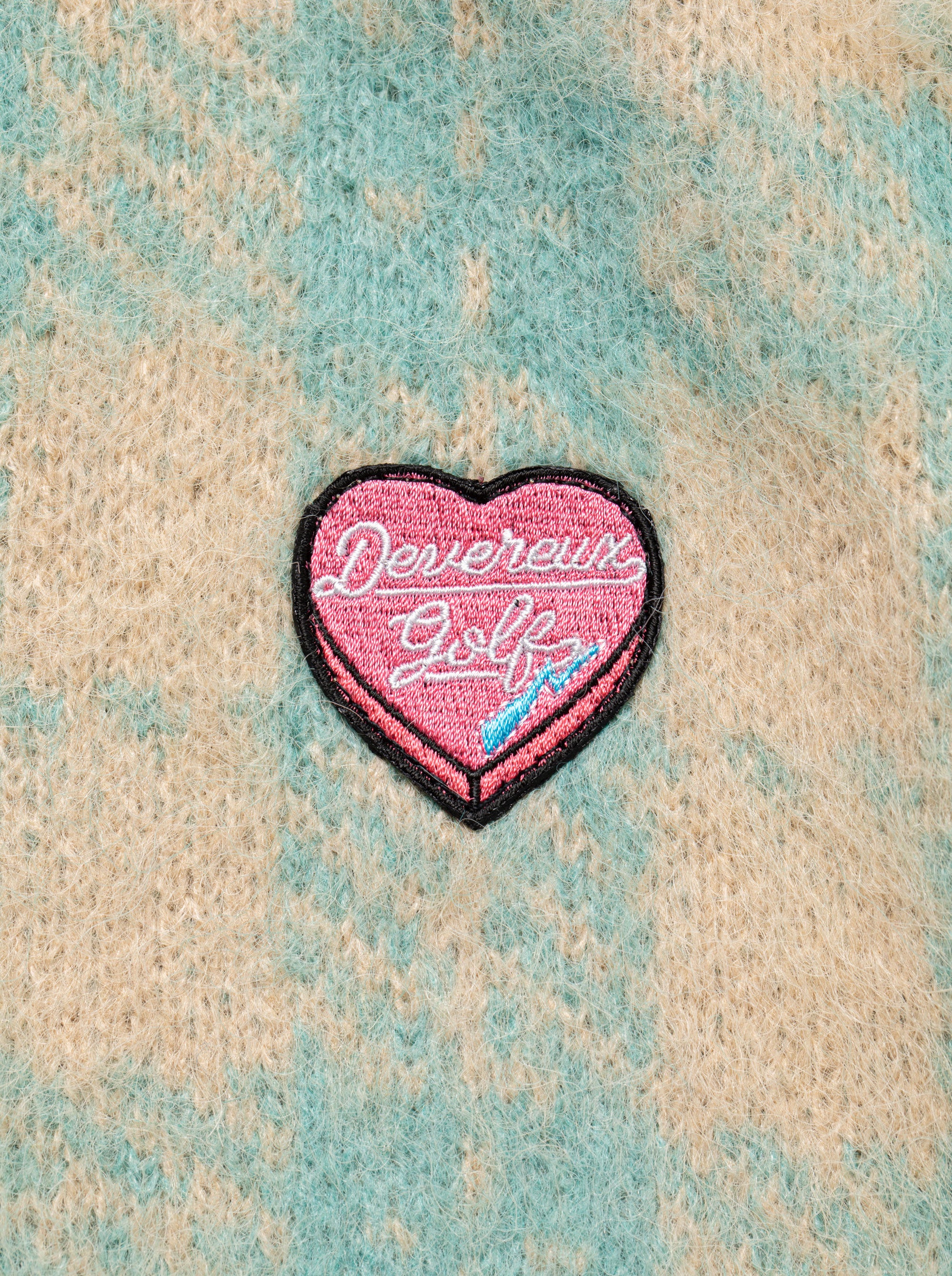 WOMEN Shaggy Knit Tartan Check V-Neck Cardigan 763474777-BEIGE