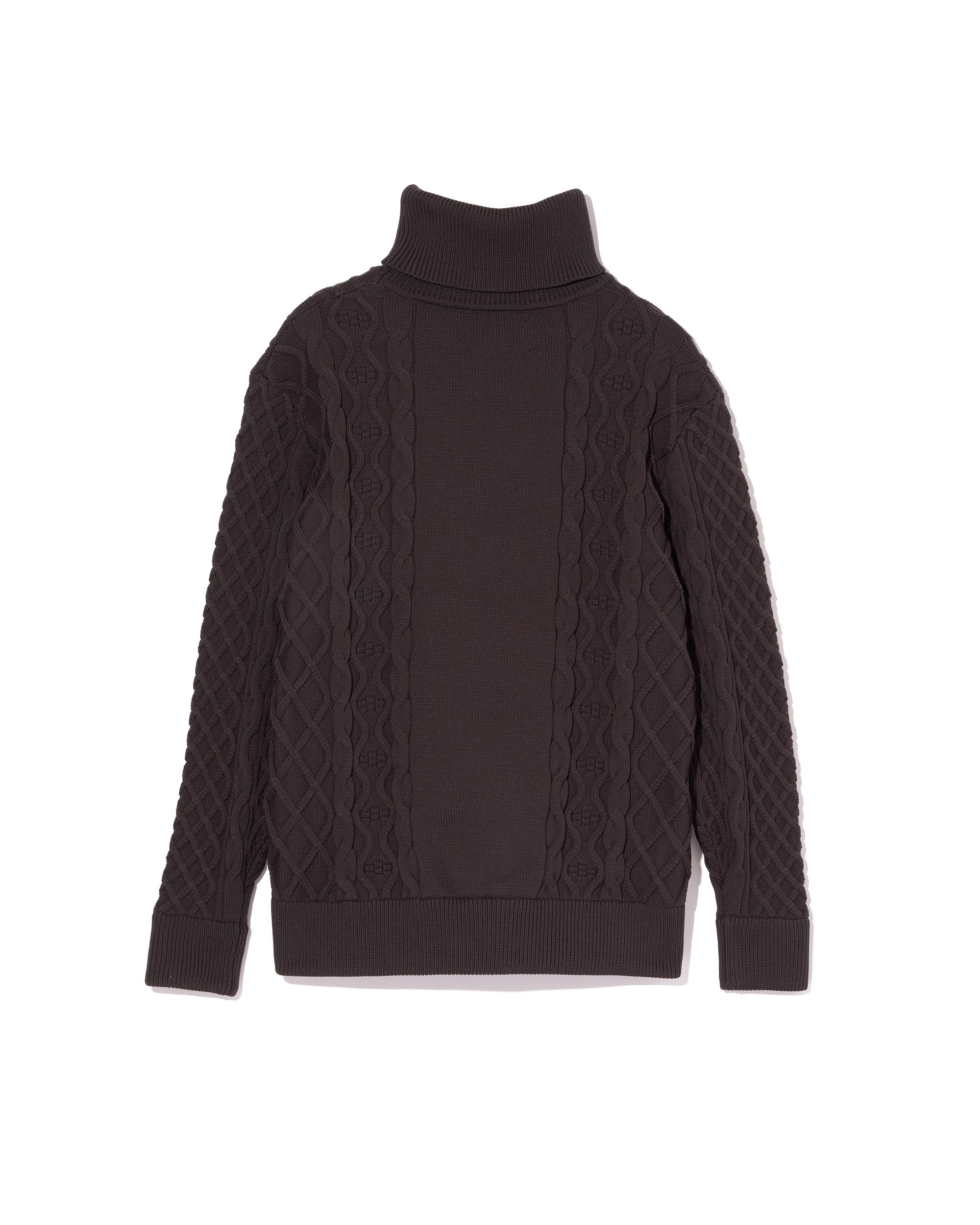 WOMEN 7G DVRX Knit Cable Turtle Neck-763474776-CHARCOAL
