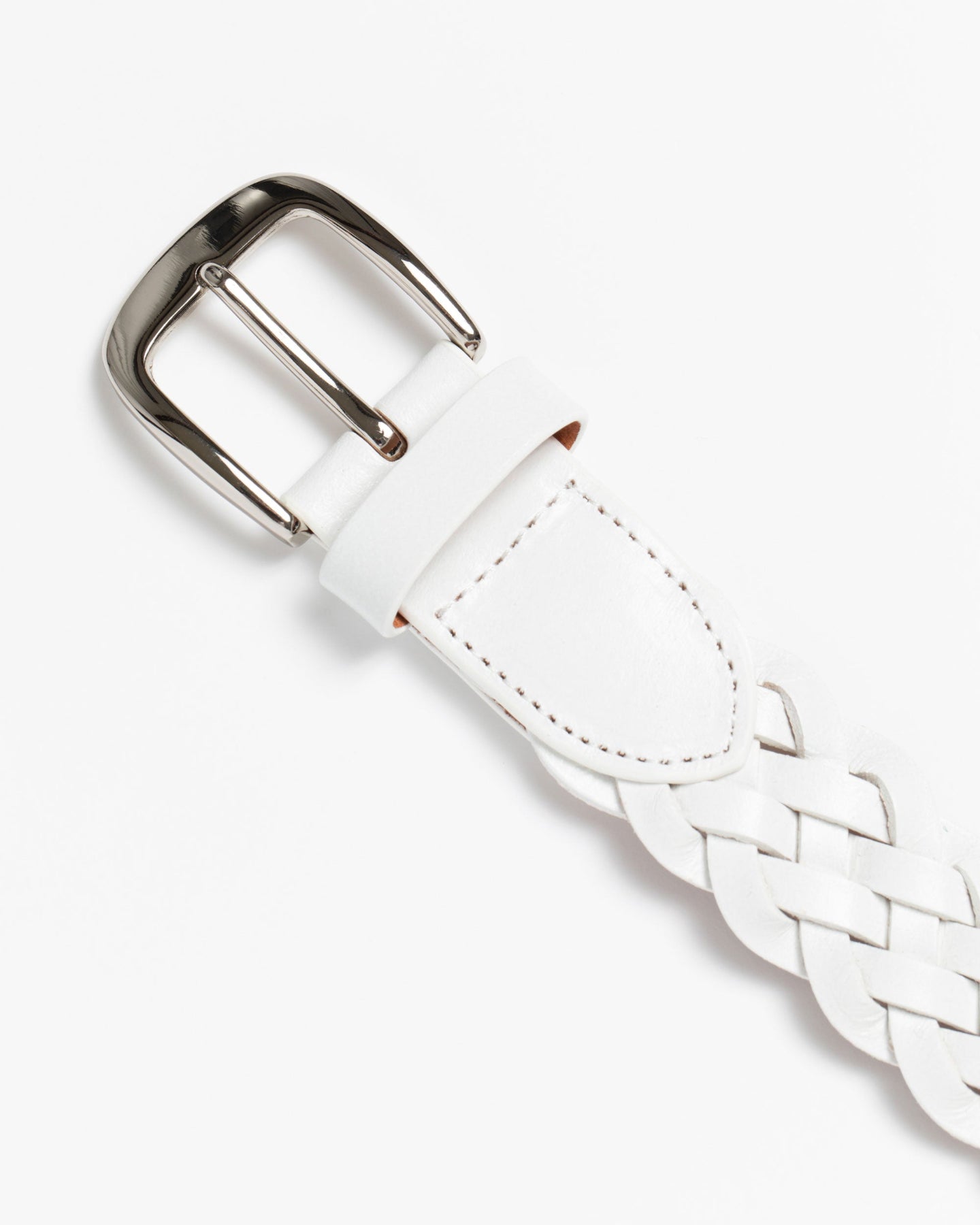 WOMEN レザーメッシュベルト 763572825-WHITE