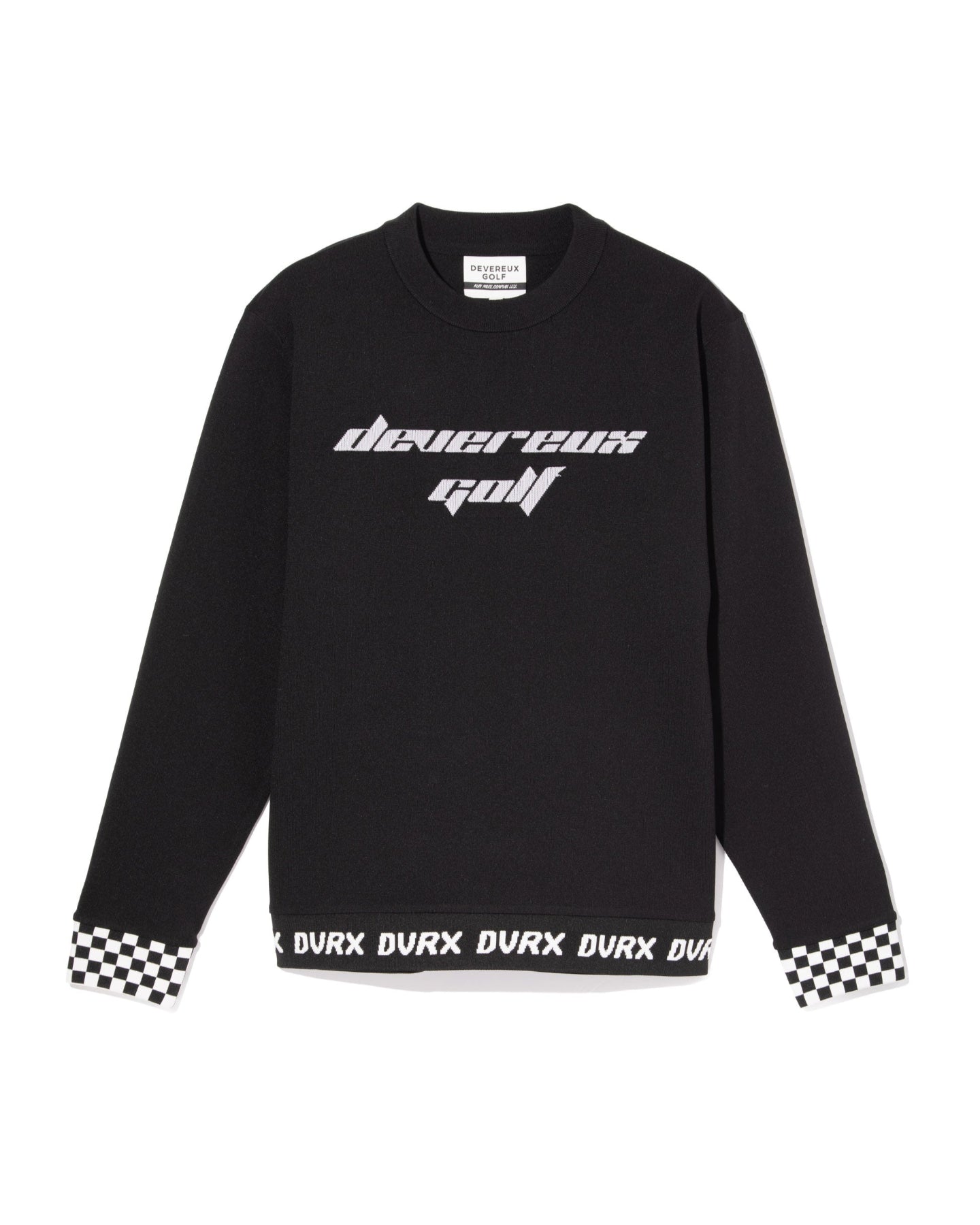 Born to Golf チェッカーリブニットプルオーバー 763572702-BLACK