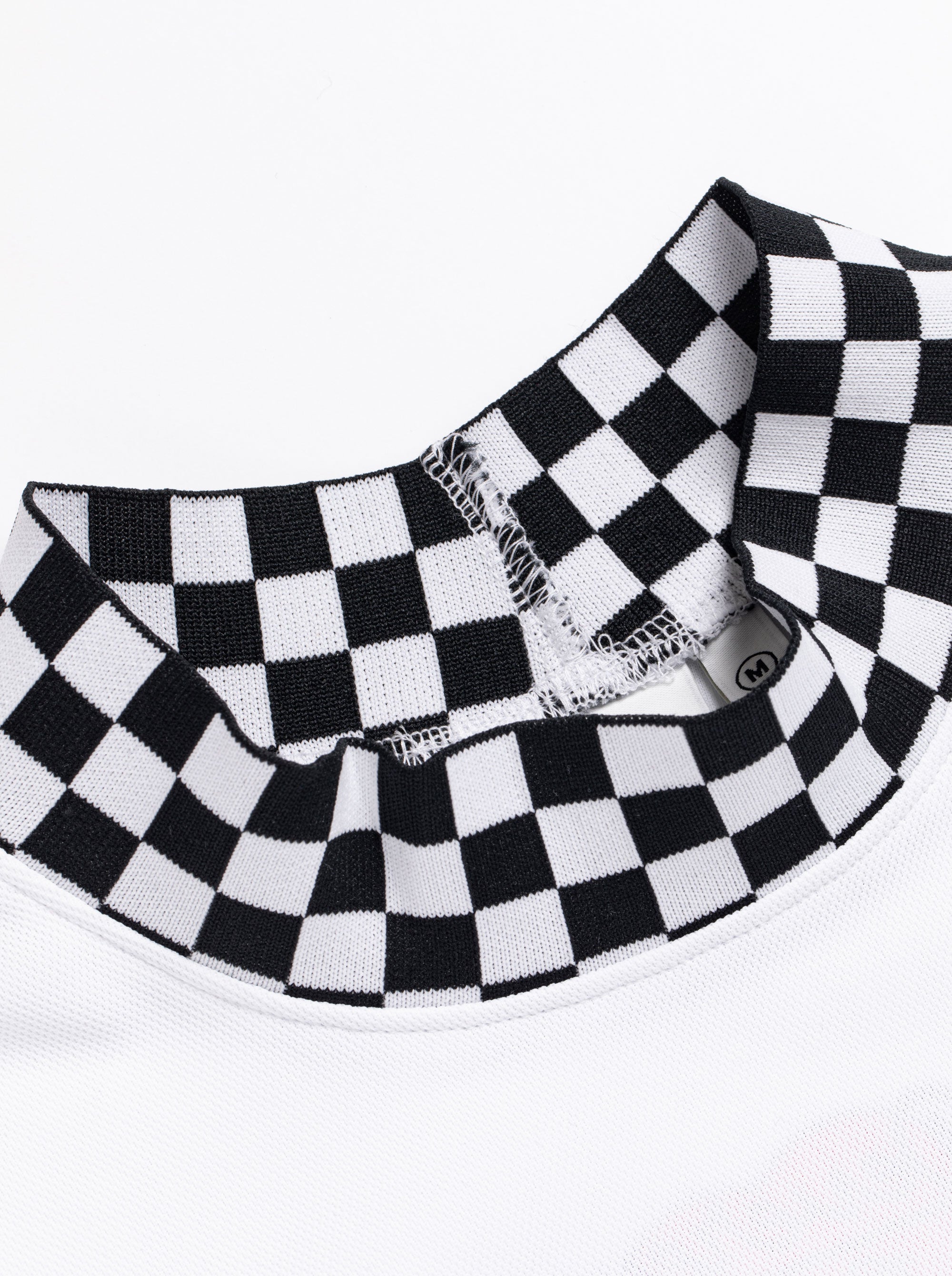 WOMEN Icon Checker RibモックTEE 763572084-WHITE