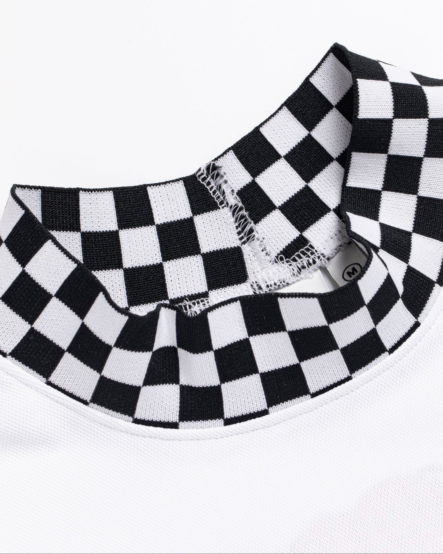 WOMEN Icon Checker RibモックTEE 763572084-WHITE