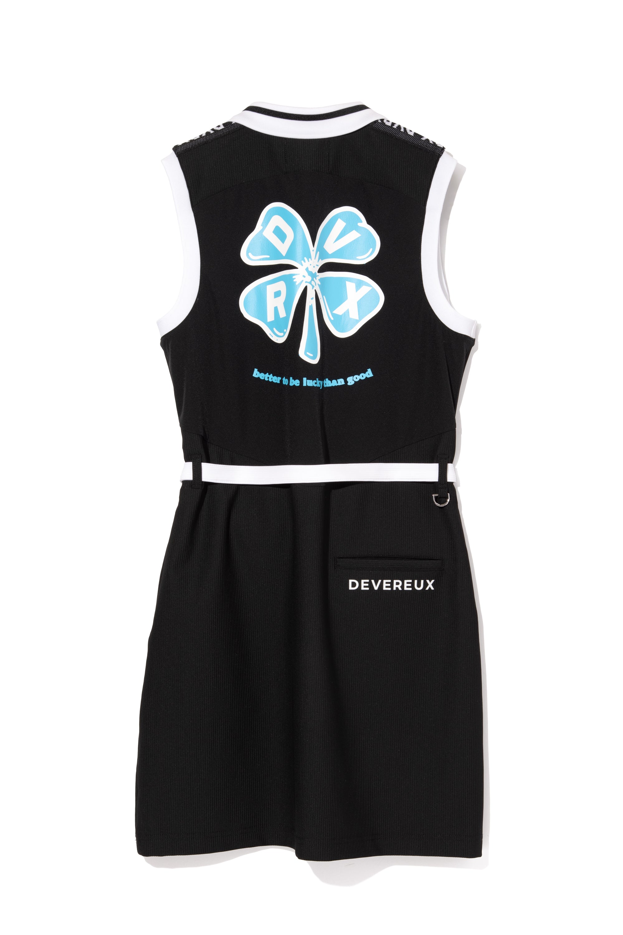 WOMEN Lucky than Goodノースリーブハーフジップリブカラーワンピース 763572572-BLACK
