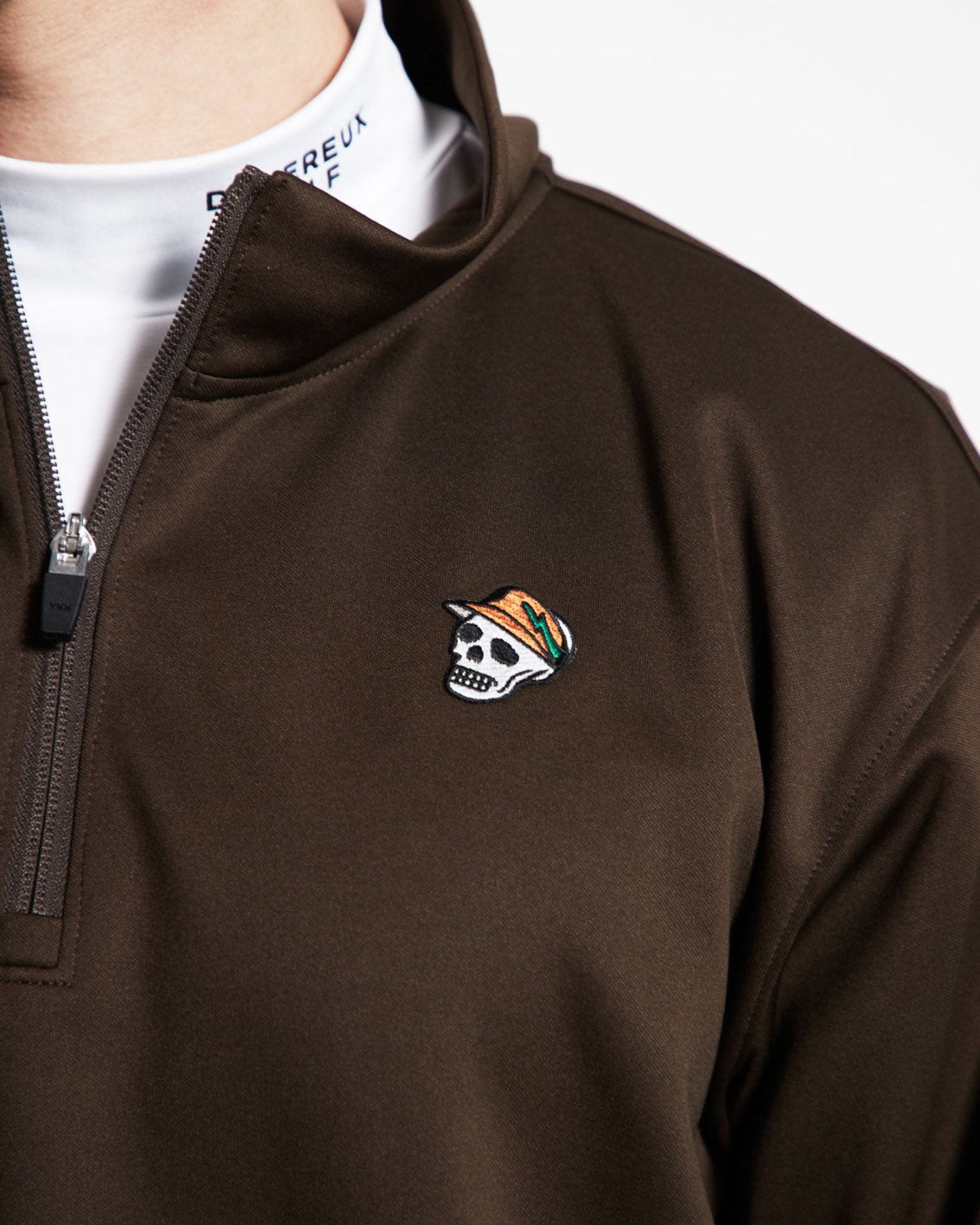 ハーフジップPO 763472019-D/BROWN