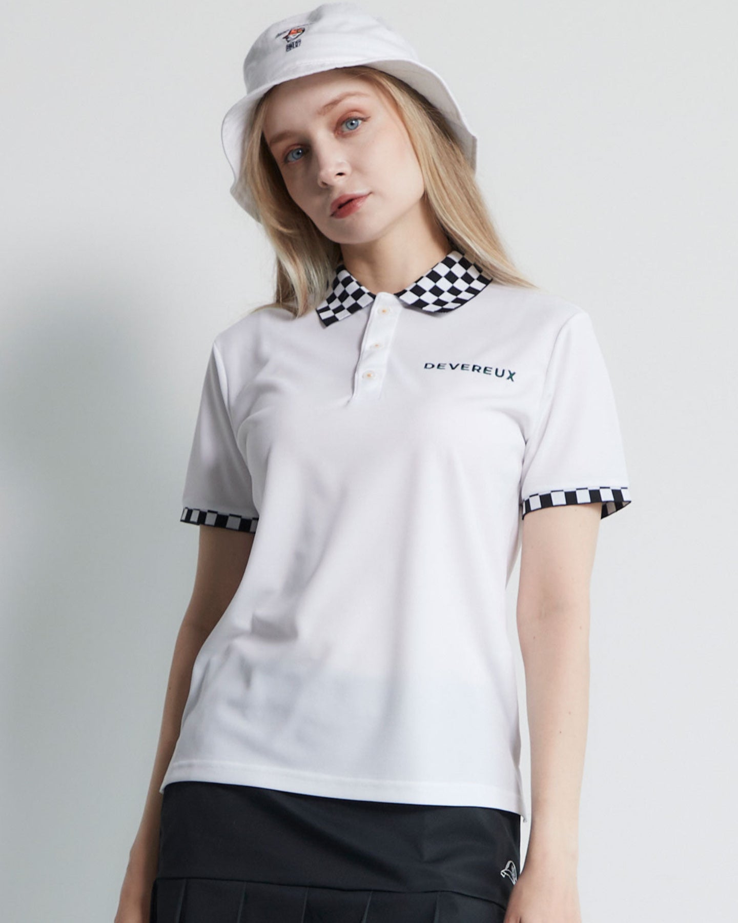 WOMEN ショッカースカルチェッカーポロ 763472074 WHITE