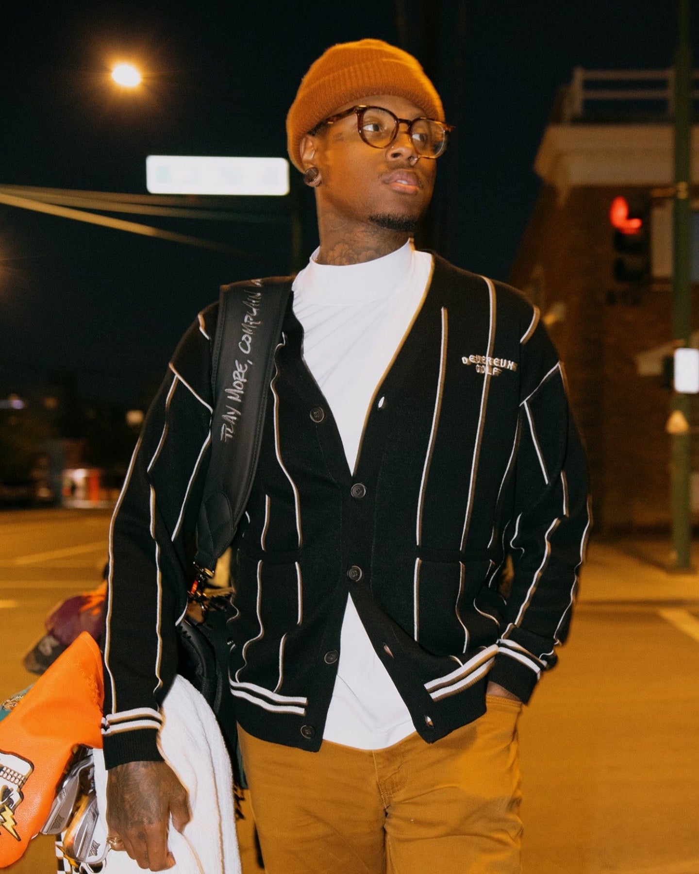 Cotton Stripe Cardigan 763472706 BLACK