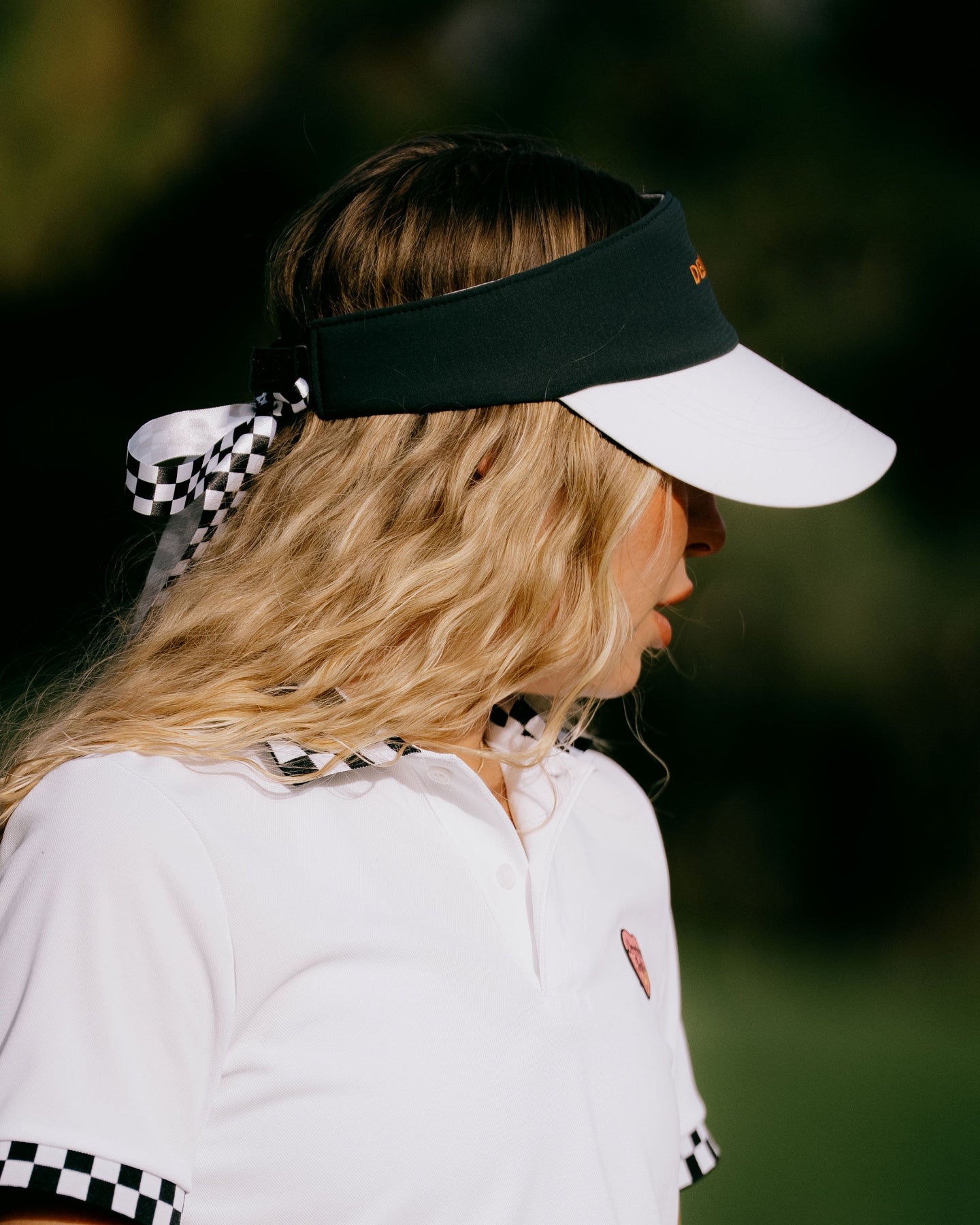 WOMEN Dot Air Basic Checker Ribbon Visor 763572806-GREEN