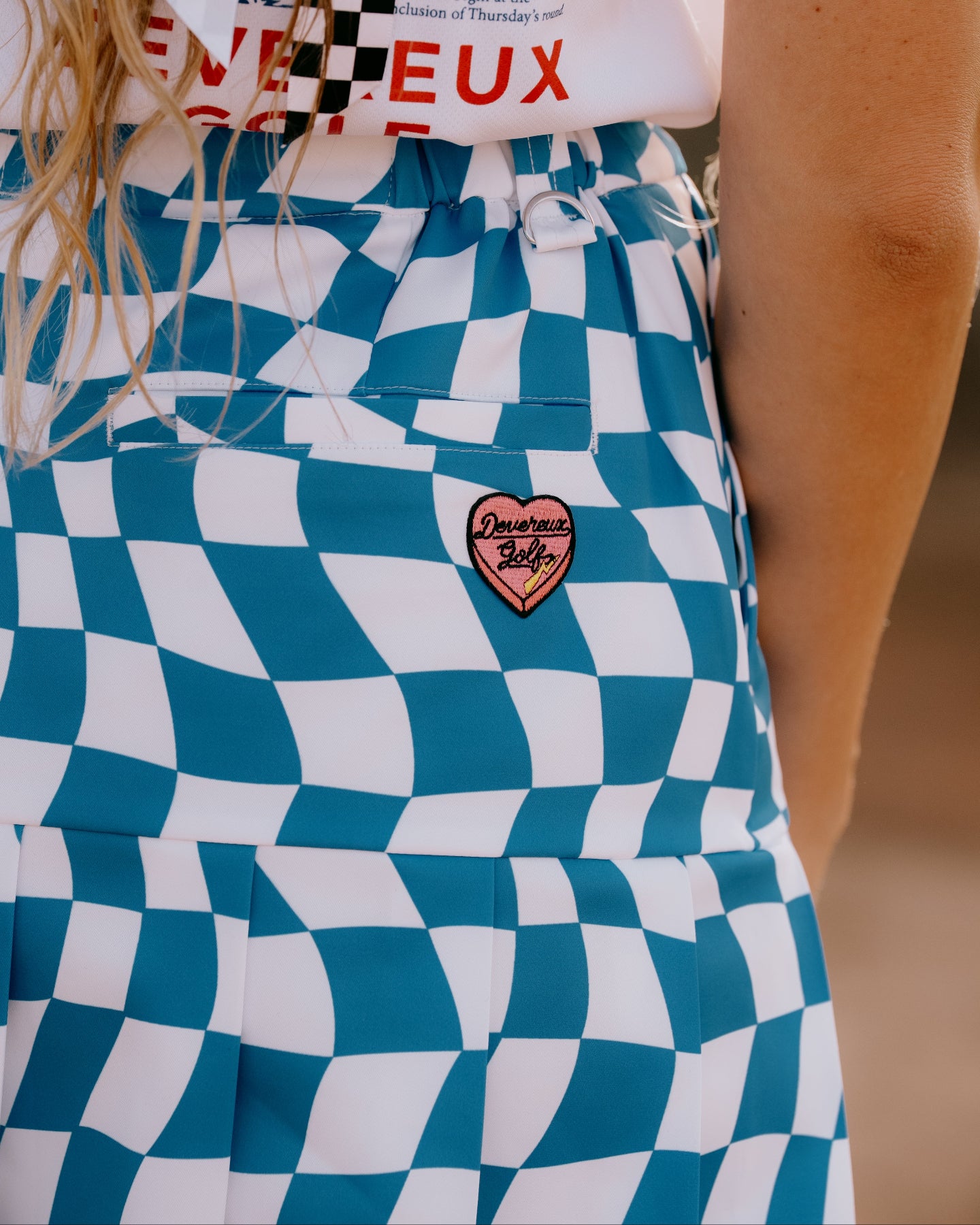 WOMEN DVRX Deform Checker Pleatedスカート 763572479 WHITE×AQUA