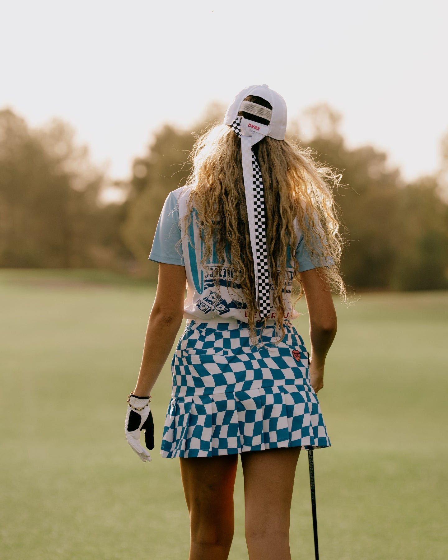 WOMEN DVRX Deform Checker Pleatedスカート 763572479 WHITE×AQUA