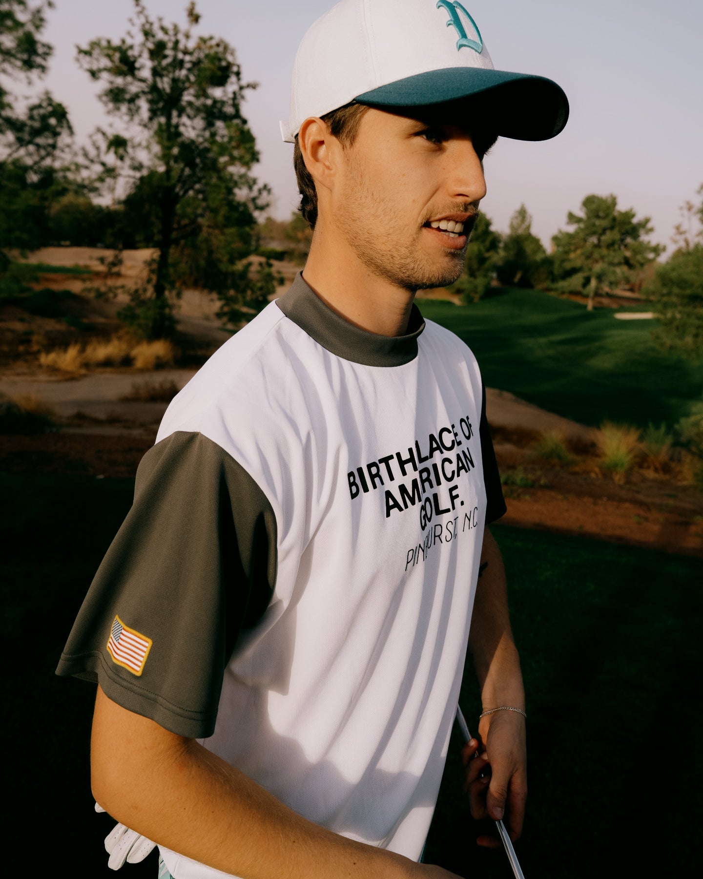 US Fly EagleモックネックTEE 763572013 WHITE×GRAY