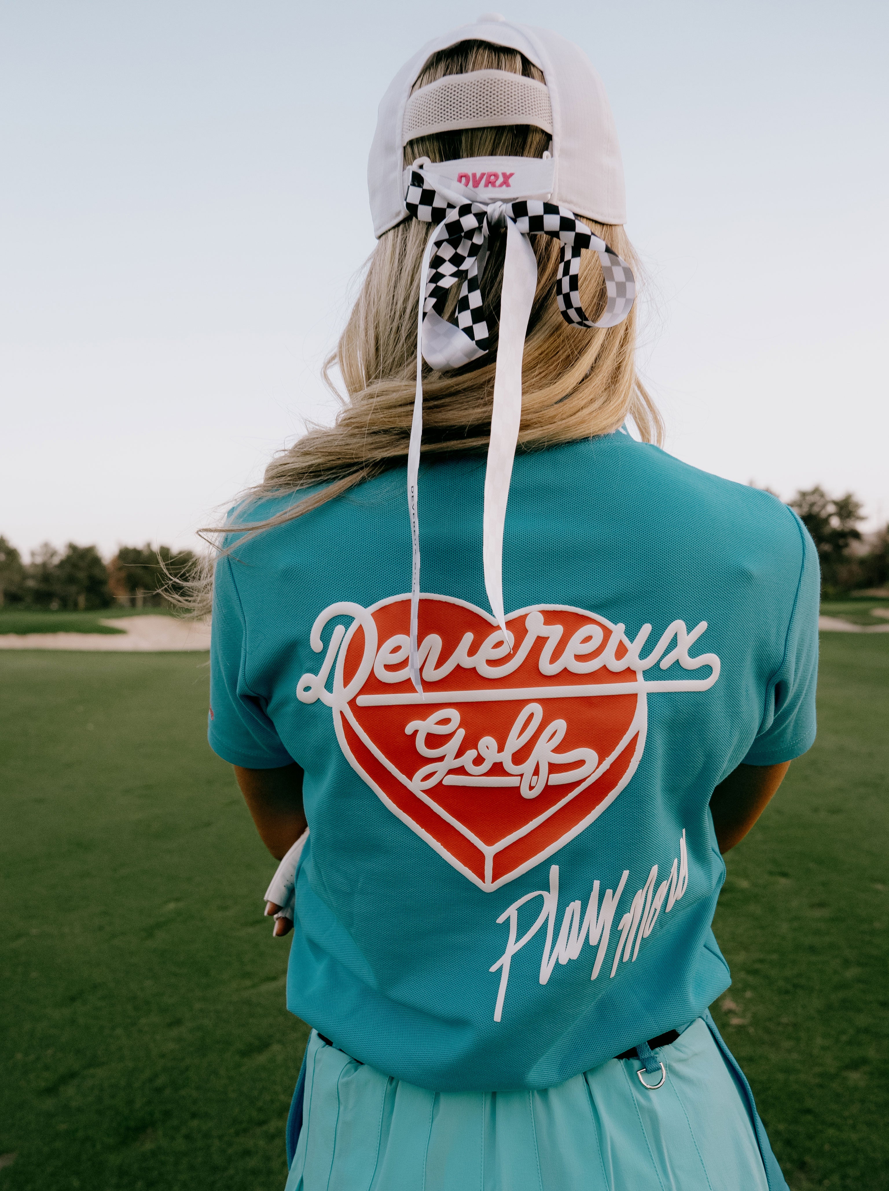 WOMEN Classic Logo Rib モックネックハートTシャツ 763572090-AQUA