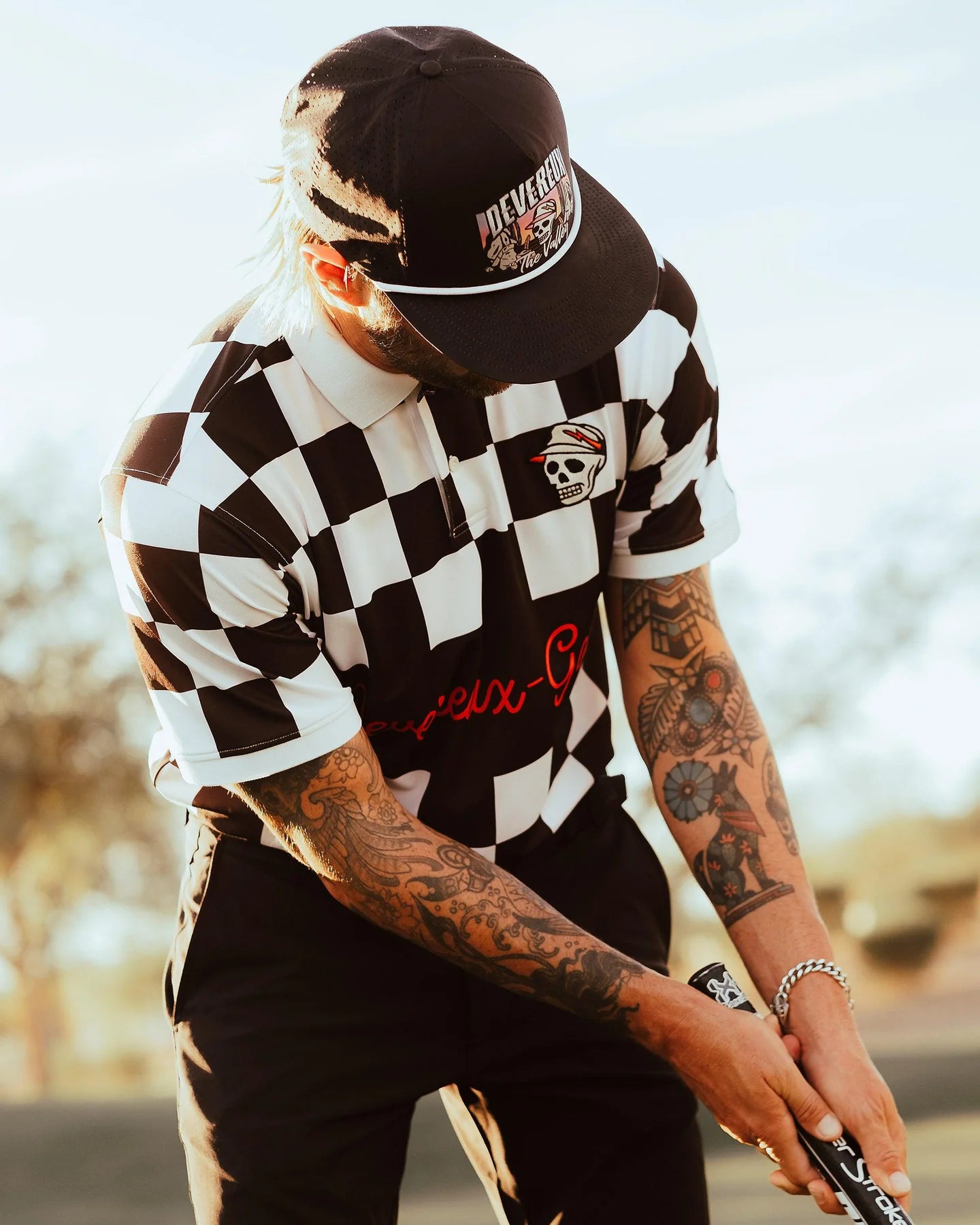 Checked Polo SS 763432014-WHITE/BLACK