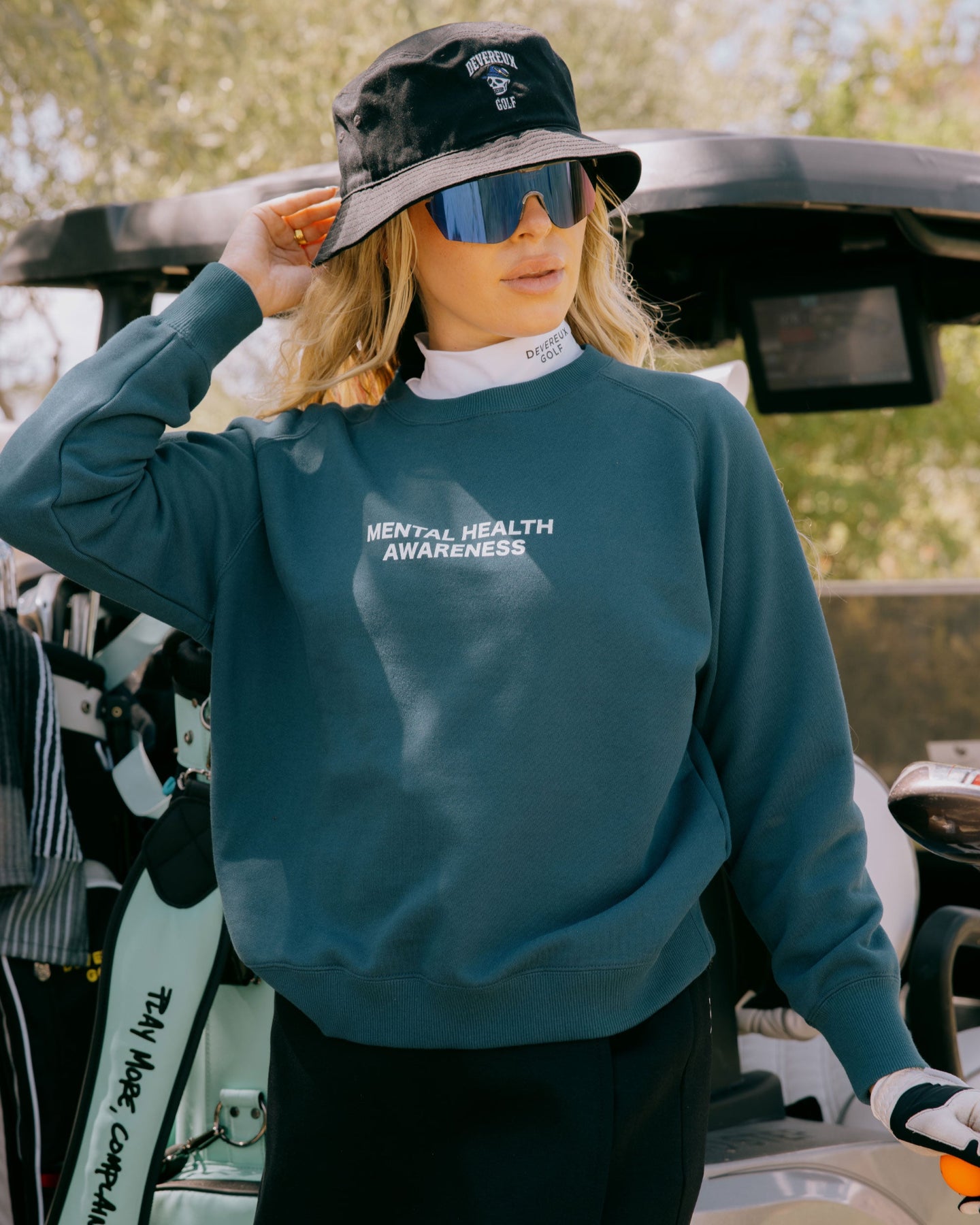 WOMEN Golf is My Therapy アスレジャーCrew 763474079-D/BLUE