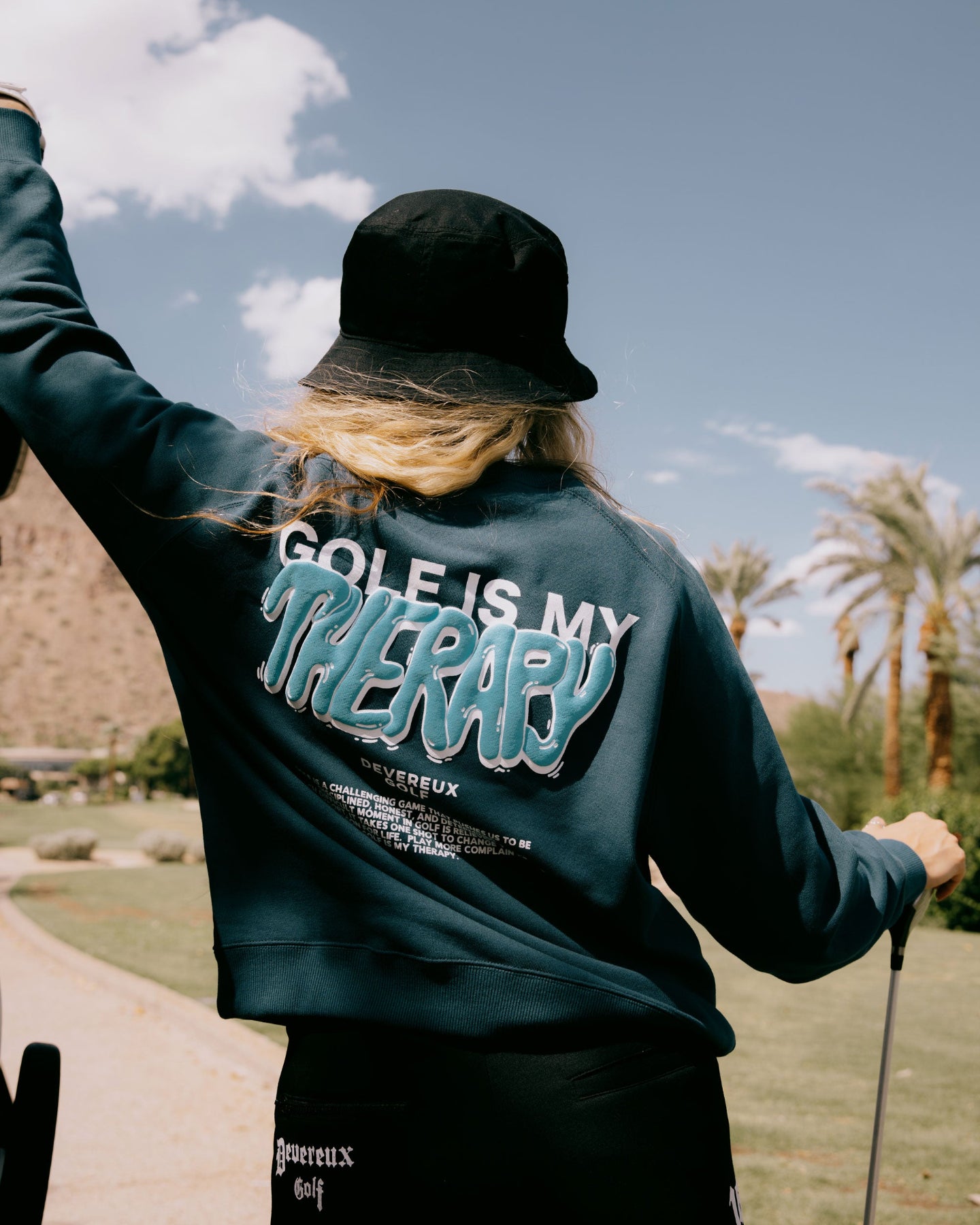 WOMEN Golf is My Therapy アスレジャーCrew 763474079-D/BLUE