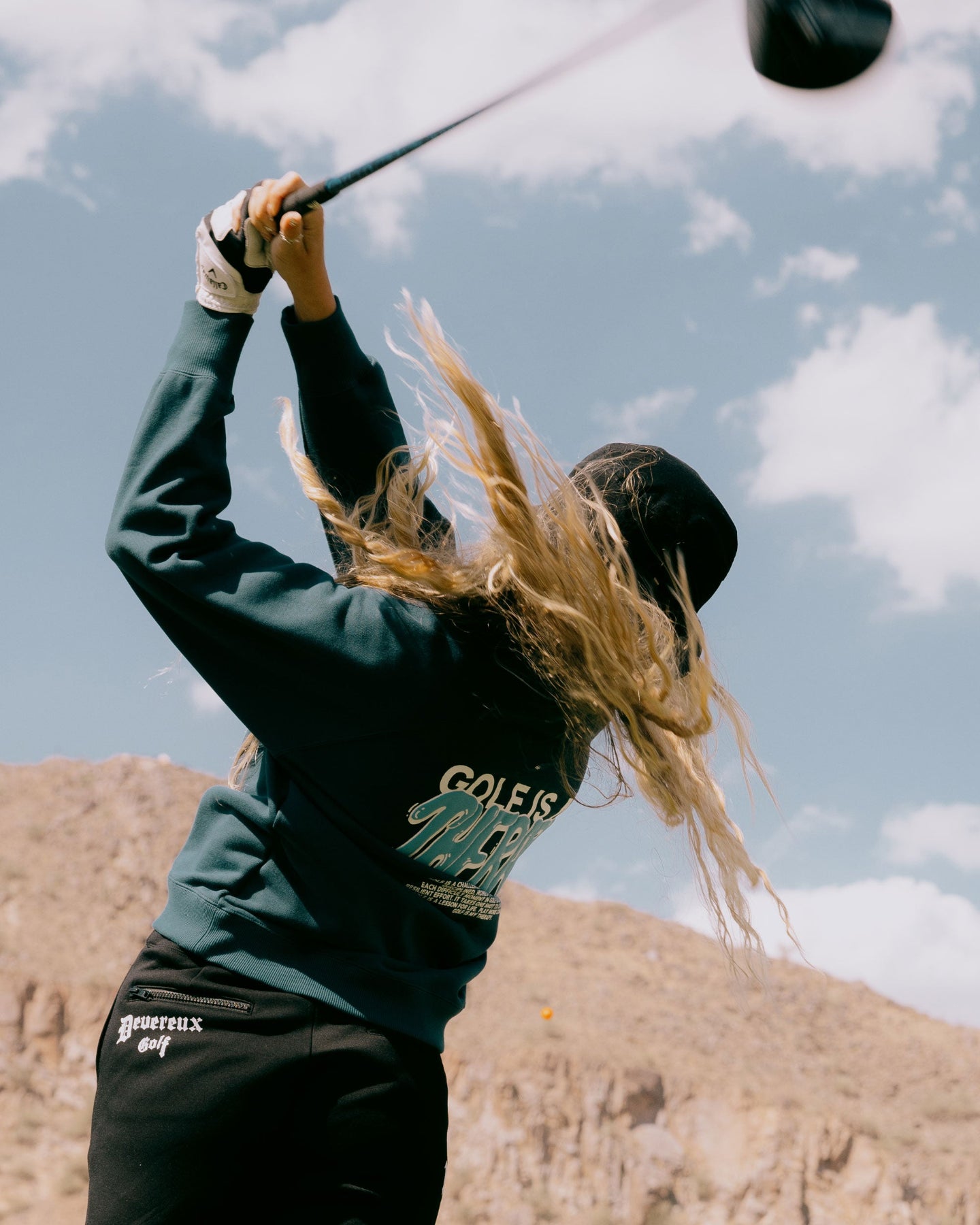 WOMEN Golf is My Therapy アスレジャーCrew 763474079-D/BLUE