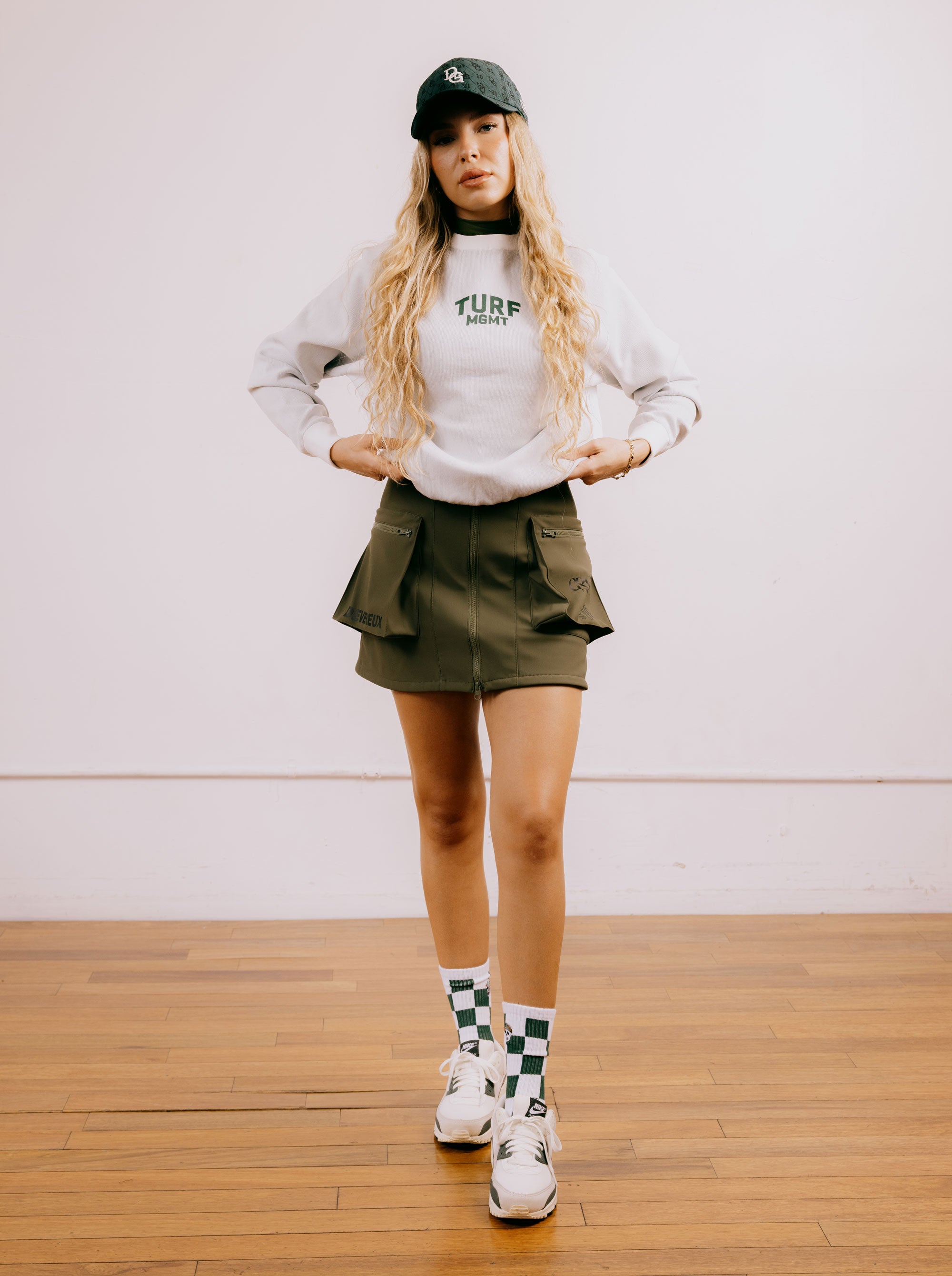 WOMEN 三層フリース フロントジップスカート 763474476-KHAKI