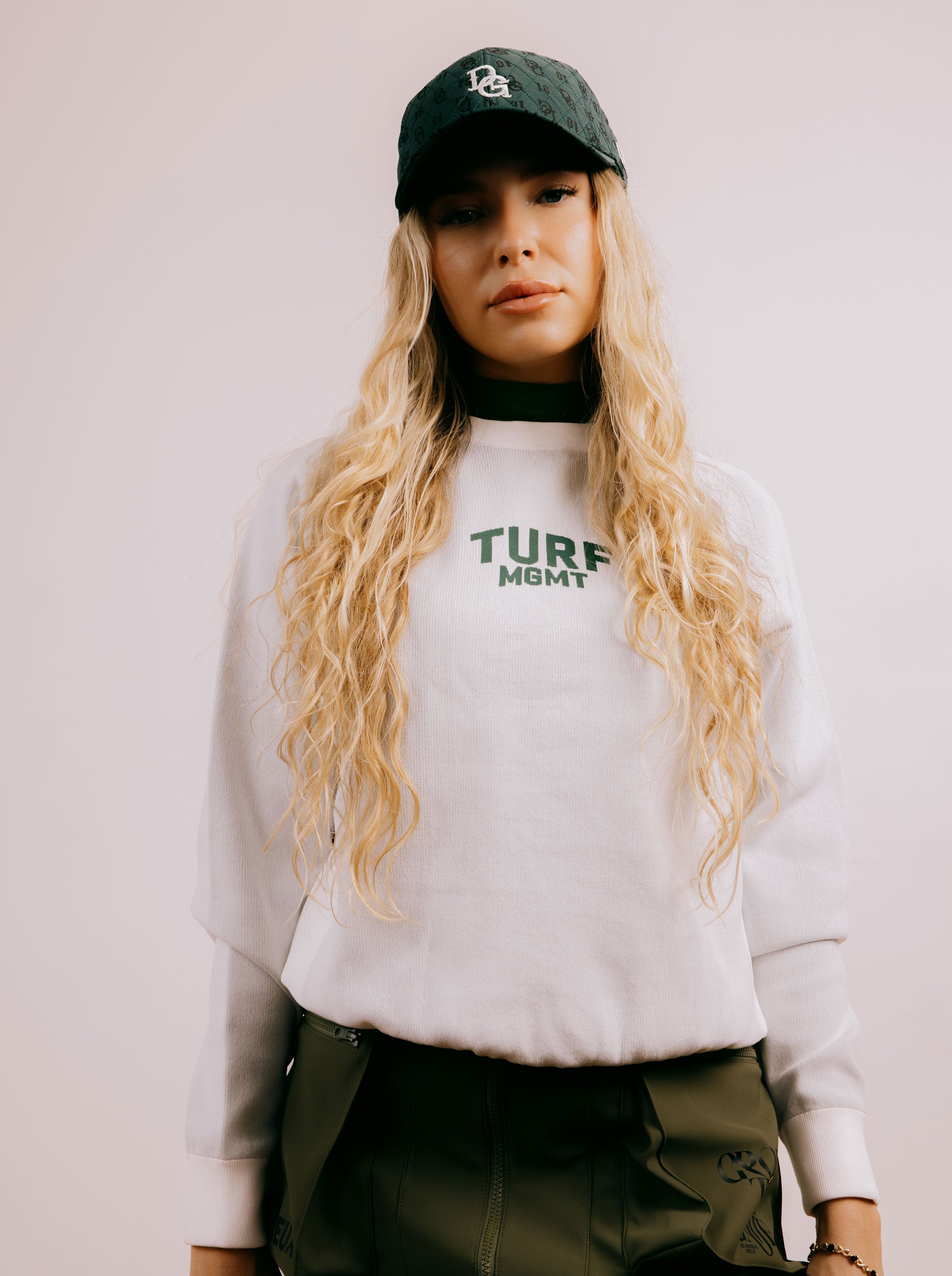 WOMEN 16G TURF MGMT Raglan Knit 7 Crewneck 763474773-WHITE