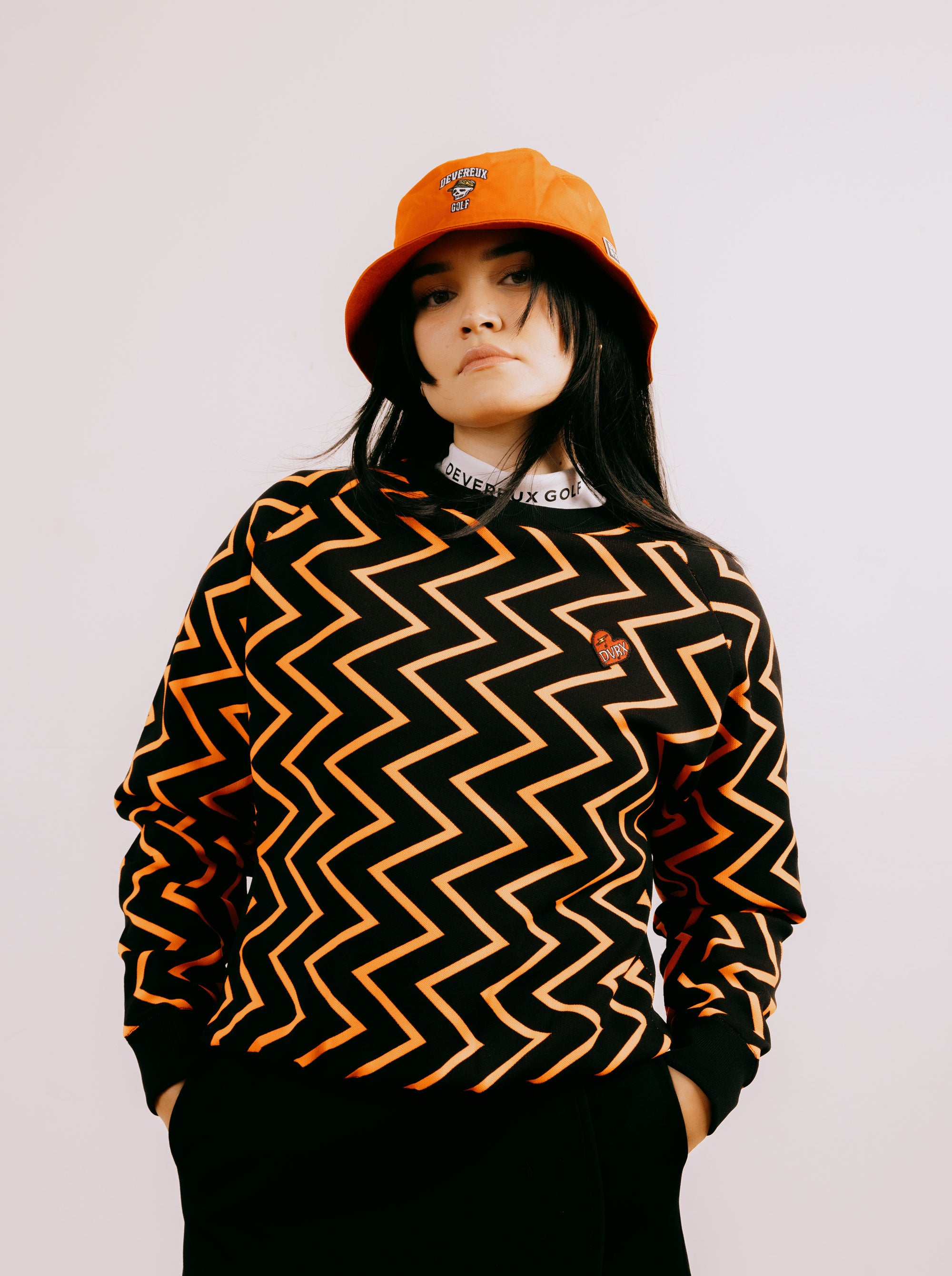 WOMEN 16G Goblin Lining Knit Crew Neck 763474774-ORANGE