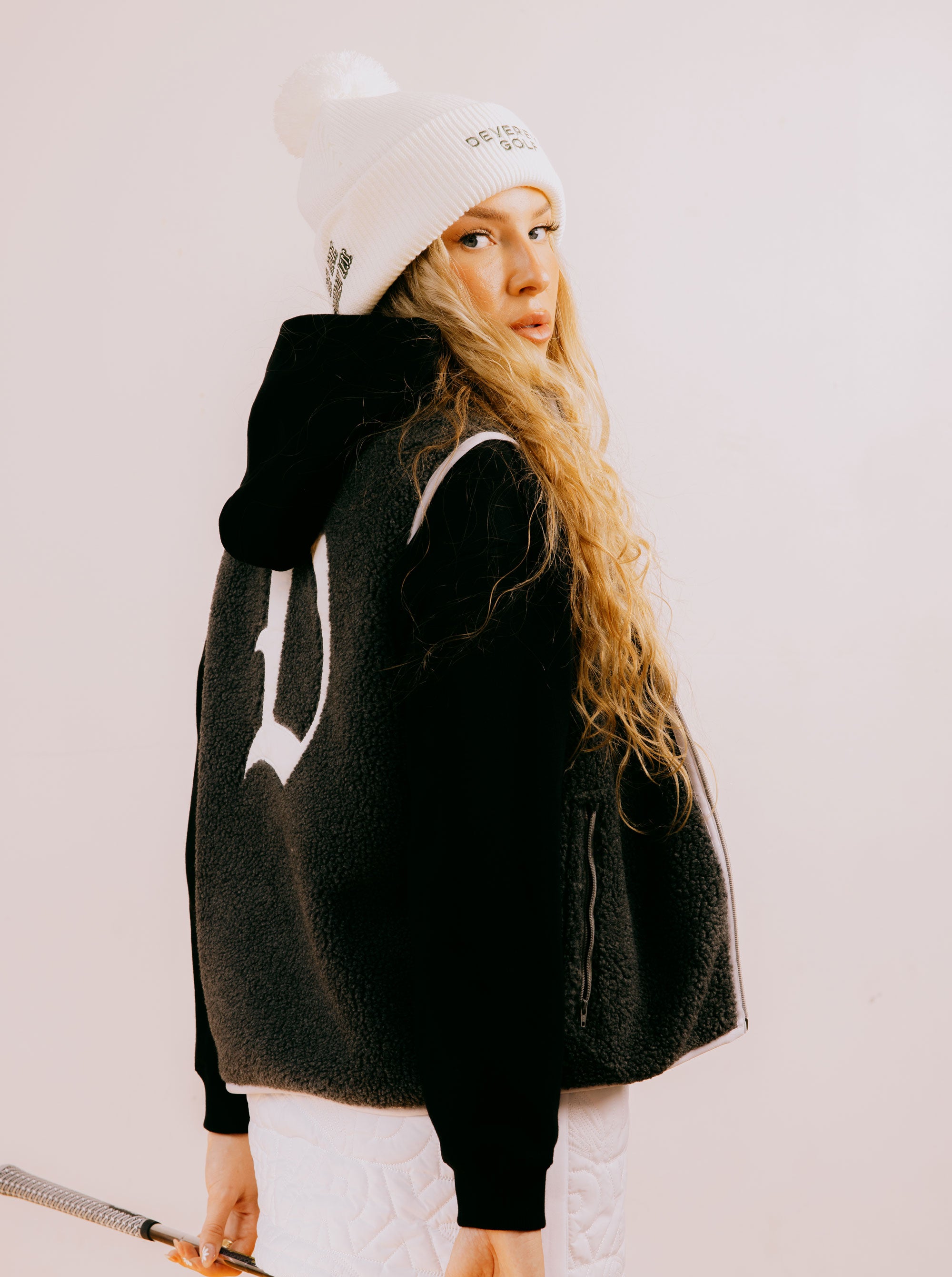 WOMEN Highly AshビンテージシープボアFull Zip VEST 763474176-CHARCOAL