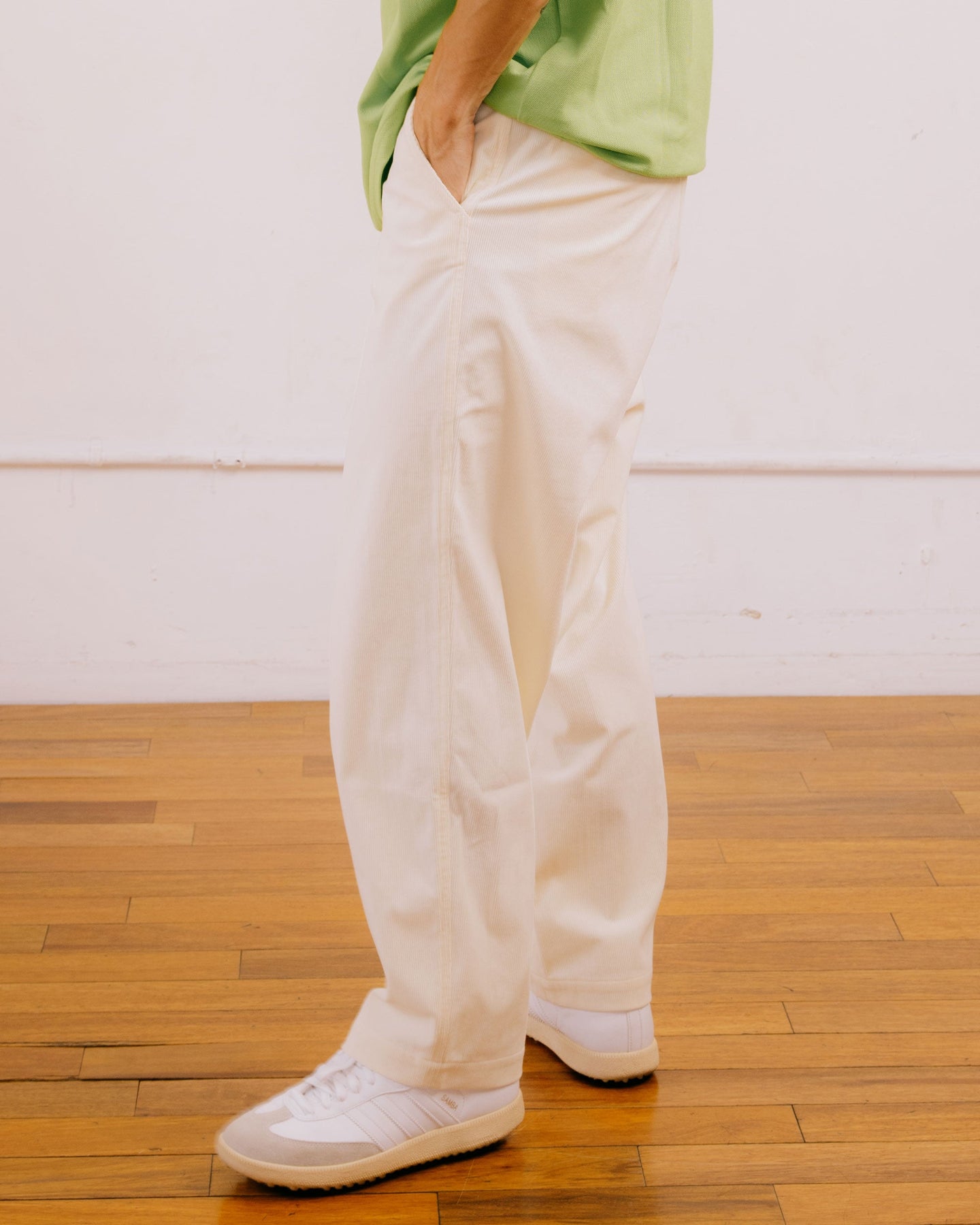 D Logoコーデュロイ ワイドBottom 763474404-WHITE