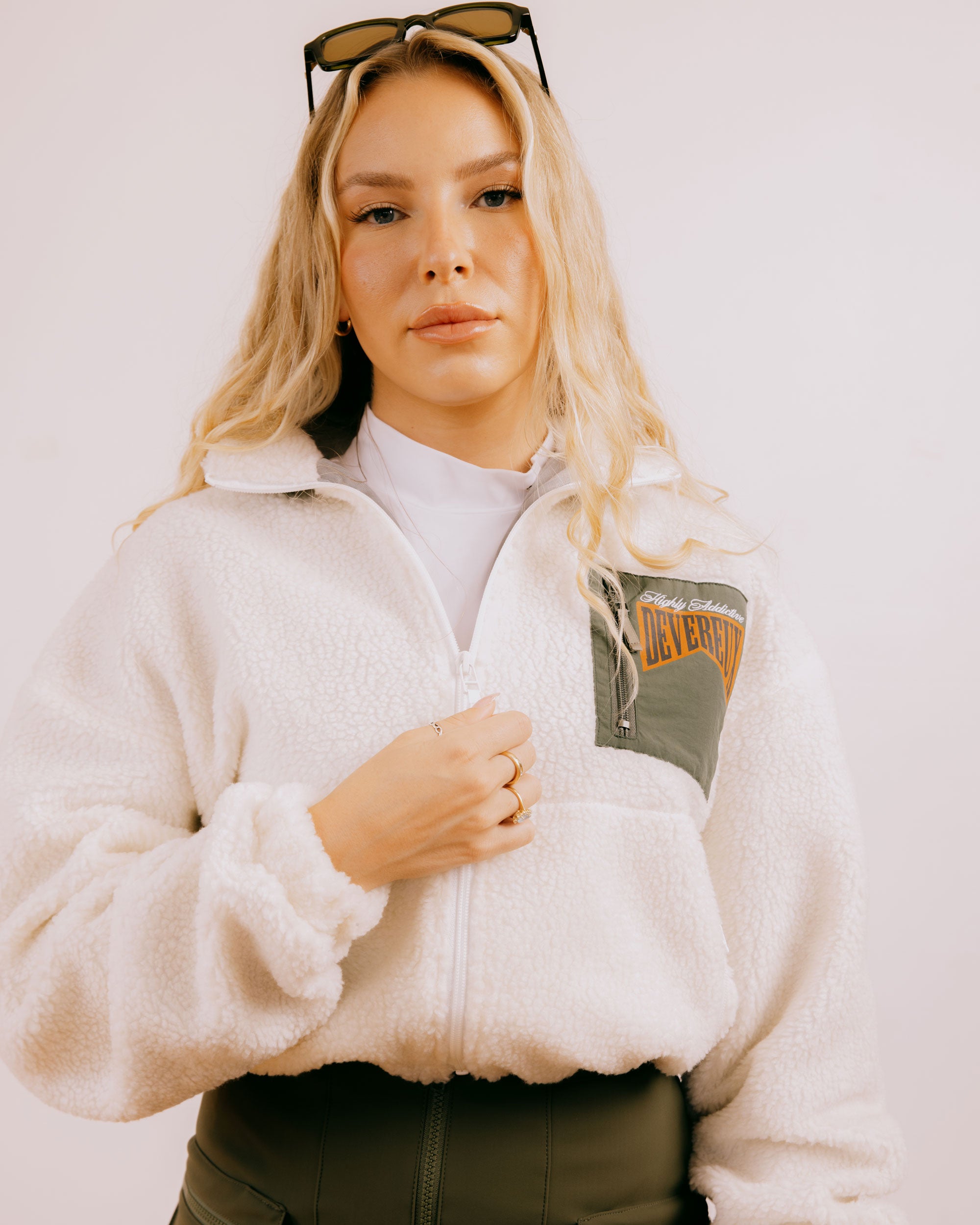 WOMEN Highly AshビンテージシープボアFull Zip JK 763474175-IVORY