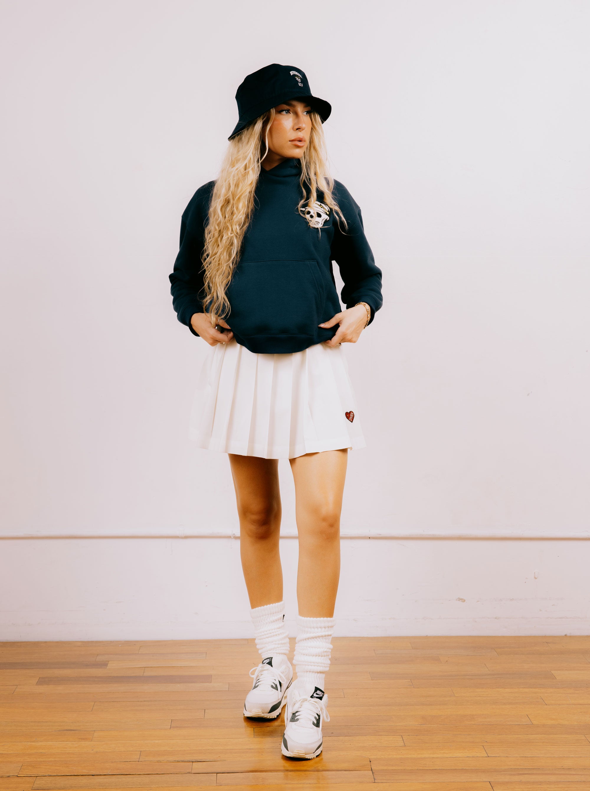 WOMEN Icon SkullパッチHoodie 763474087-D/BLUE