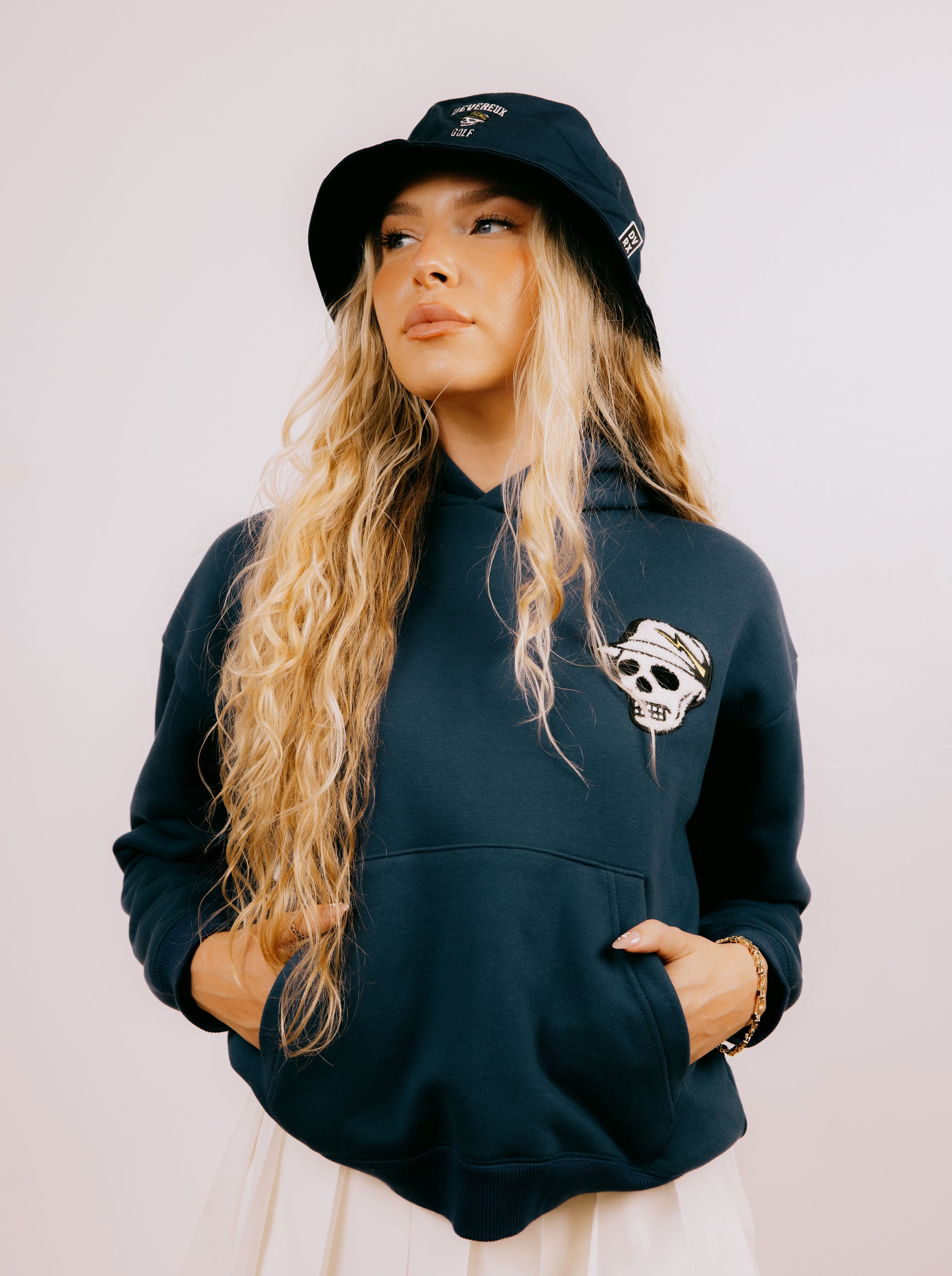 WOMEN Icon SkullパッチHoodie 763474087-D/BLUE