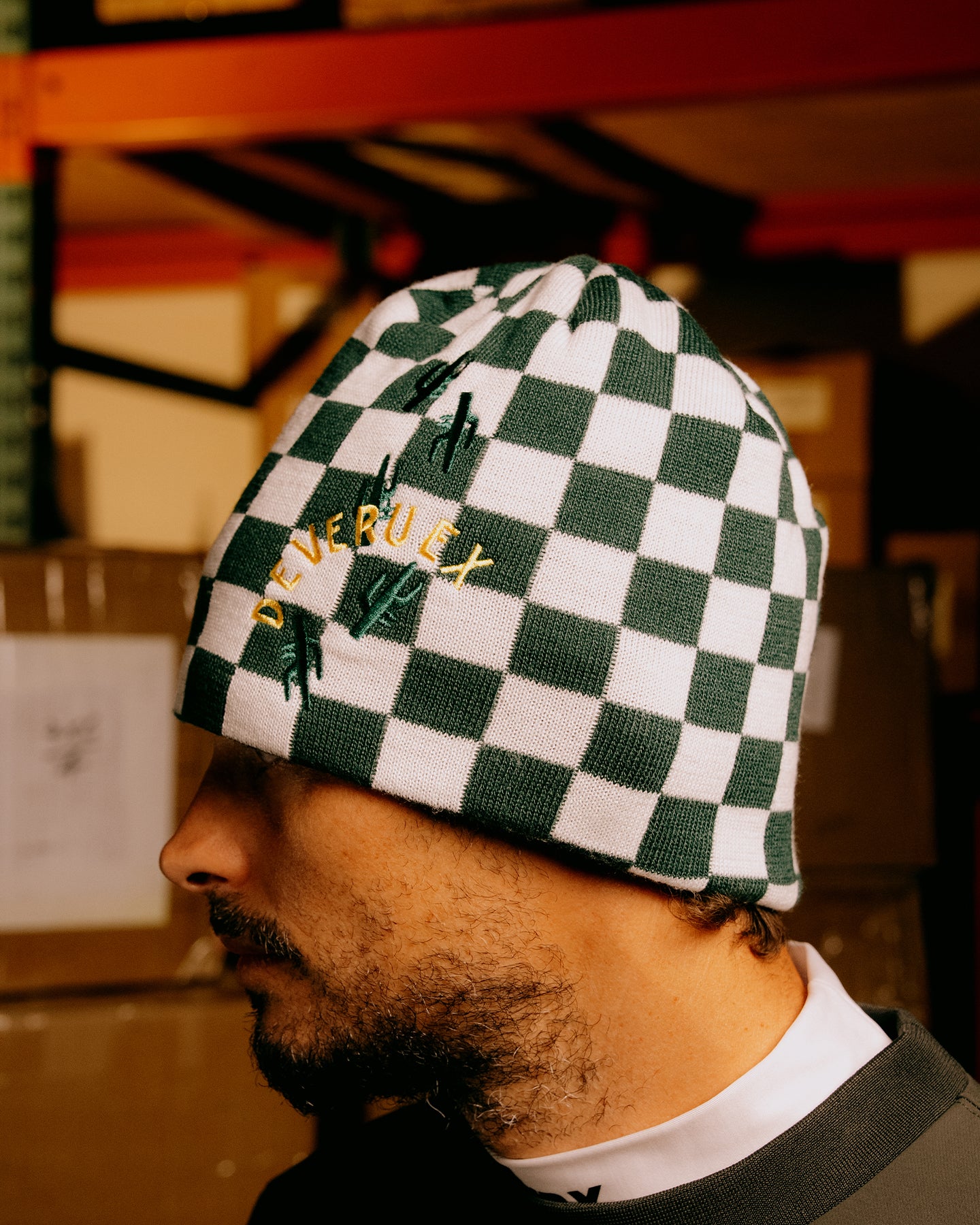 チェッカーフラッグカクタスビーニー 075754806-GREEN