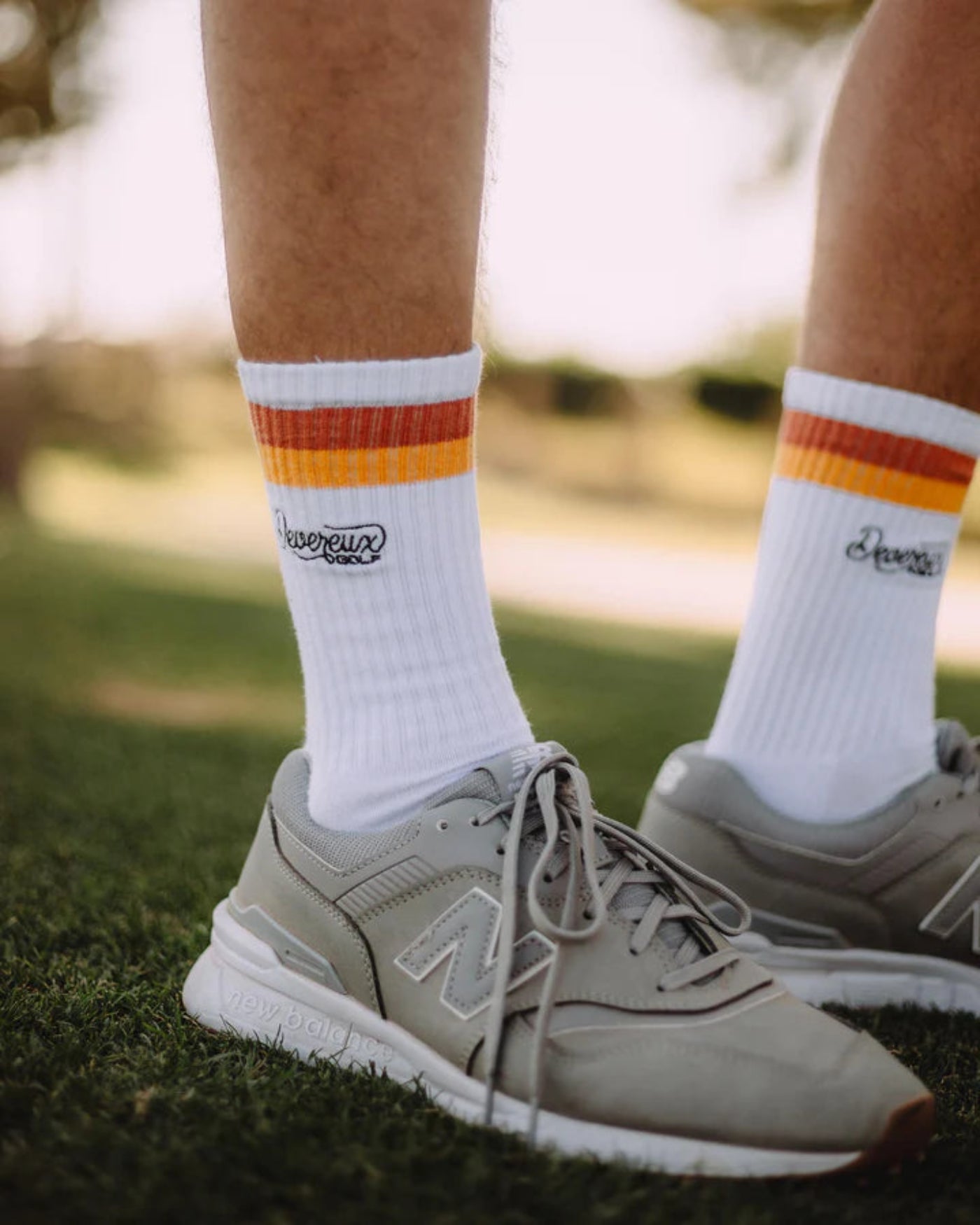 MEN Script Crew Socks 763474828-WHITE