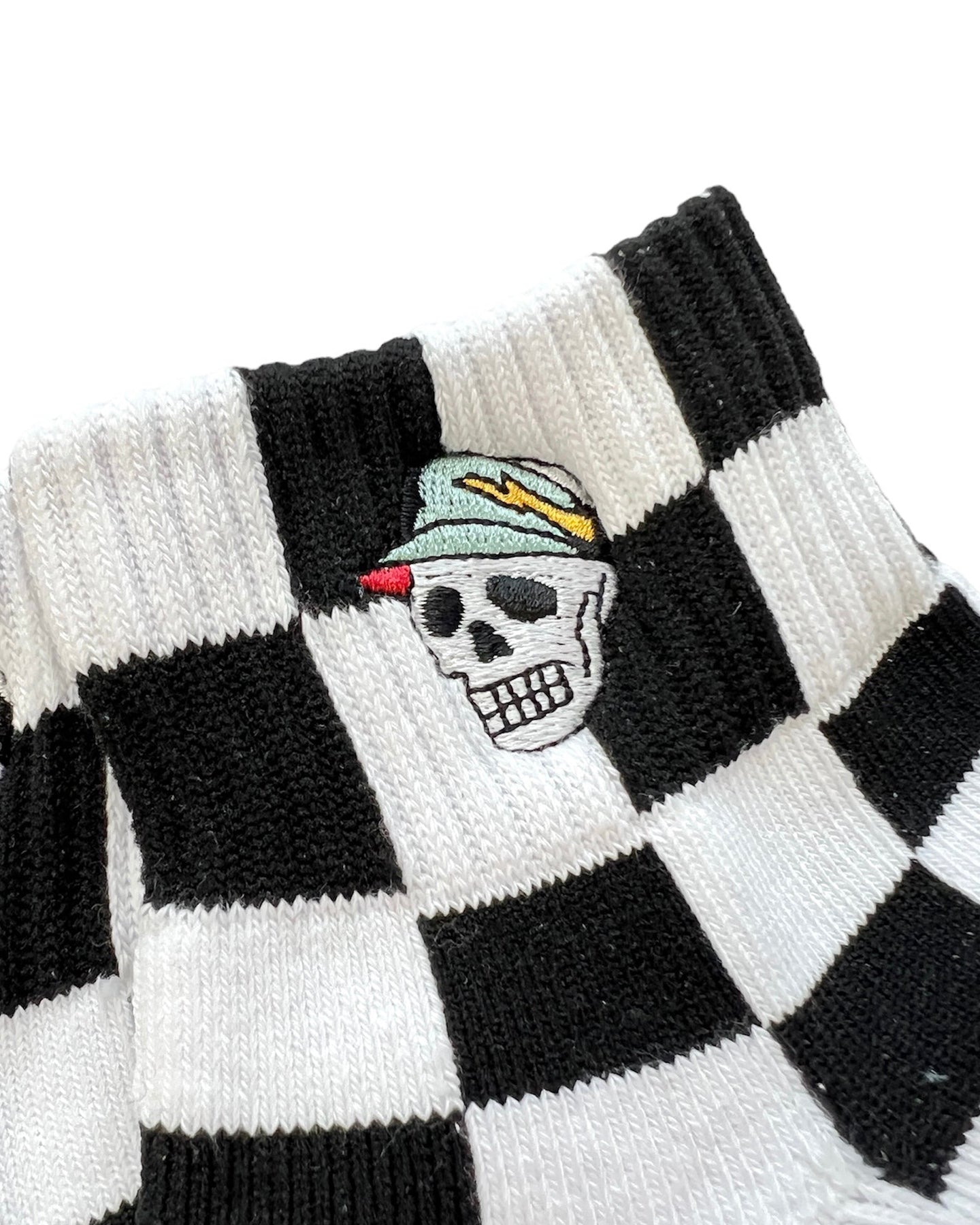 MEN FLAG CHECK SHORT SOCKS 763472800-WHITE/BLACK