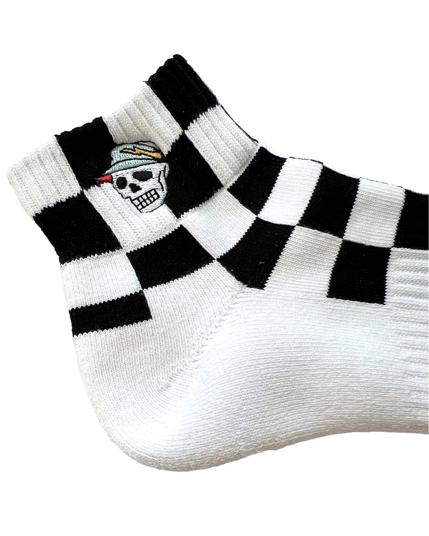 MEN FLAG CHECK SHORT SOCKS 763472800-WHITE/BLACK