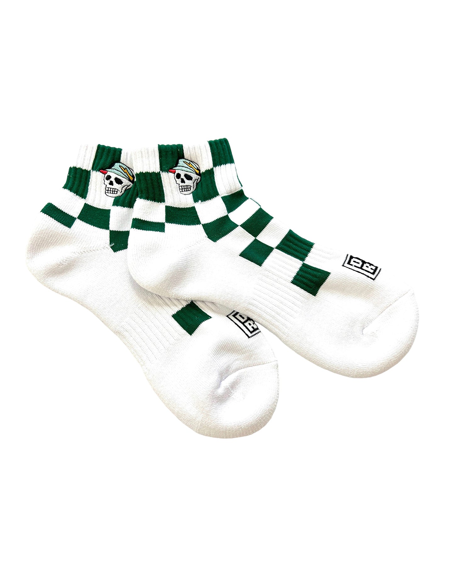 MEN FLAG CHECK SHORT SOCKS 763472800-WHITE/GREEN