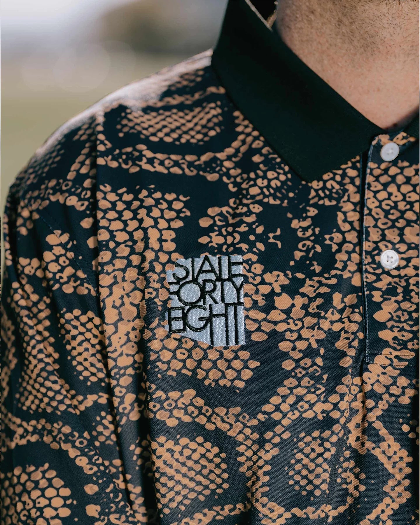 Rattlesnake Long Sleeve Polo 763532012-BLACK