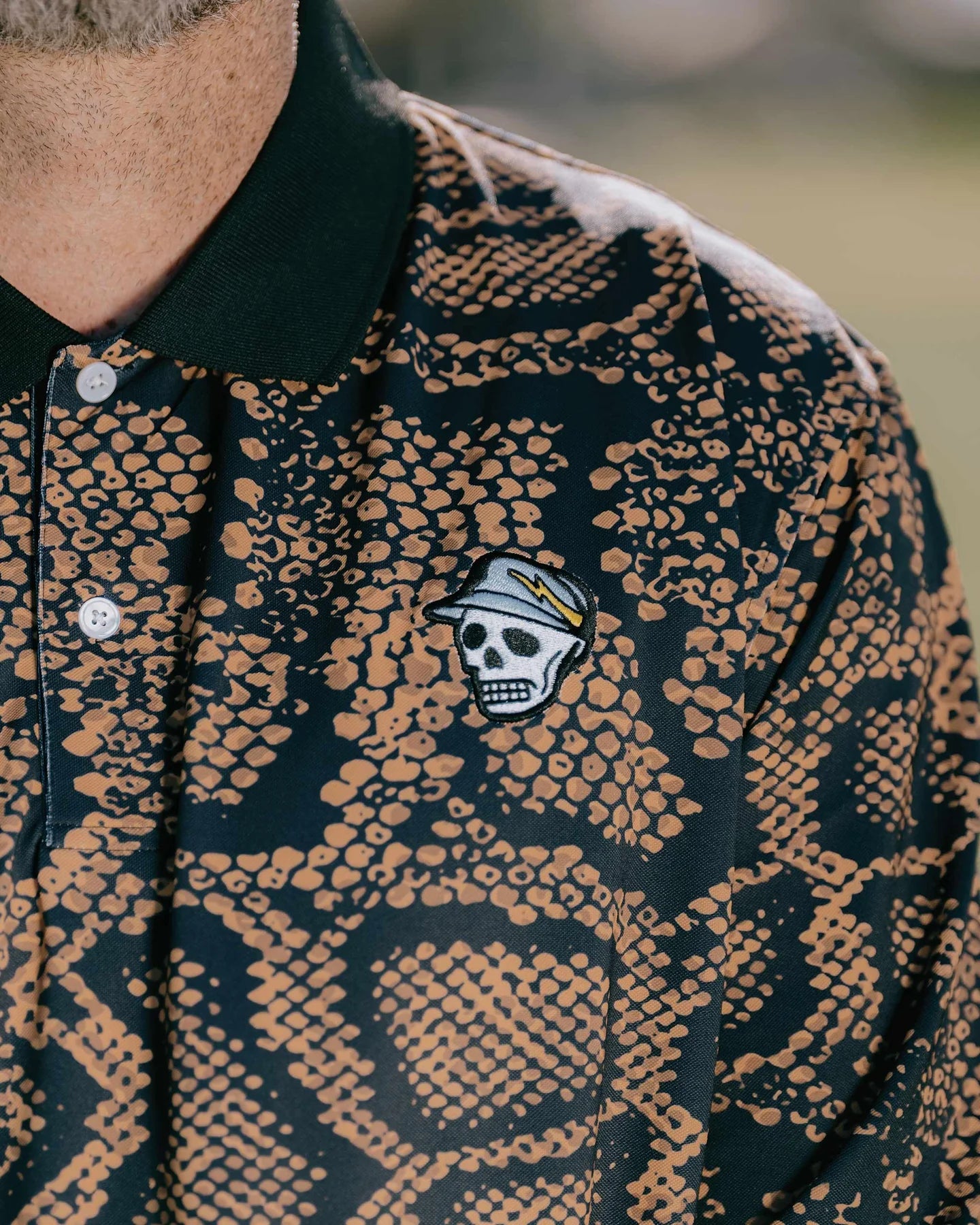 Rattlesnake Long Sleeve Polo 763532012-BLACK