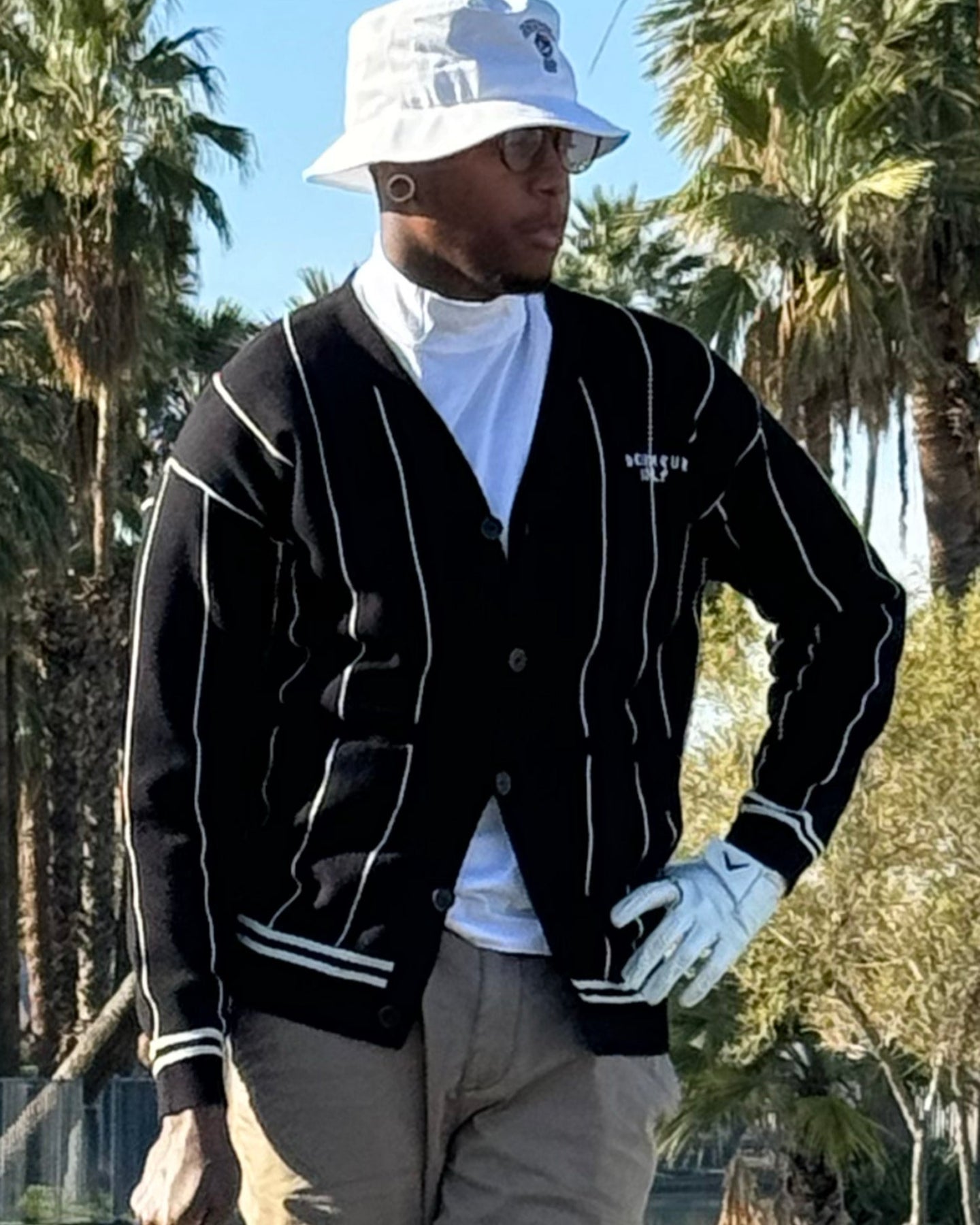 Cotton Stripe Cardigan 763472706 BLACK