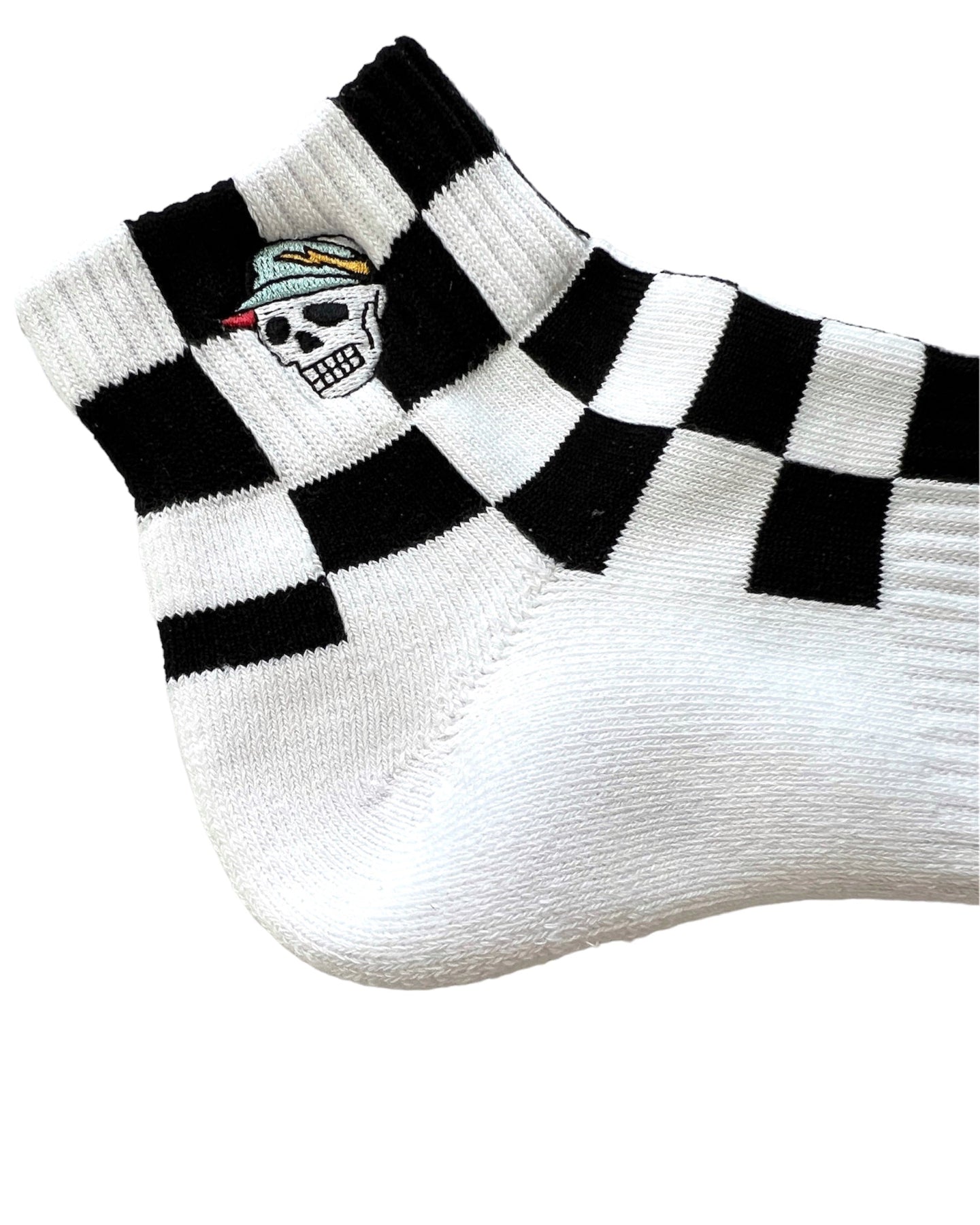 WOMEN FLAG CHECK SHORT SOCKS 763472805-WHITE/BLACK