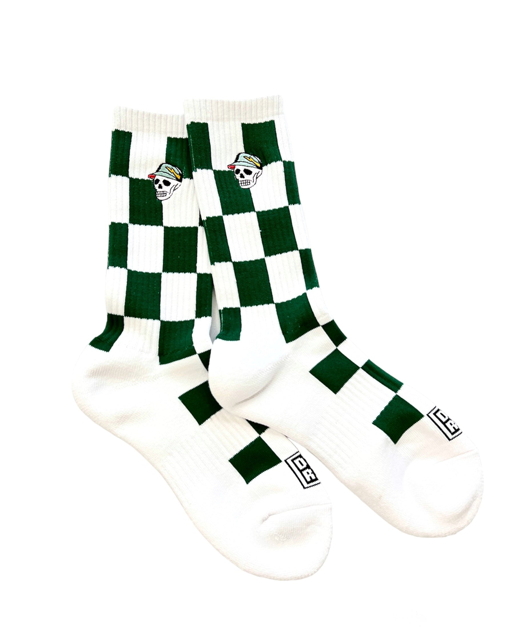 WOMEN FLAG CHECK REGULAR SOCKS 763472806-WHITE/GREEN