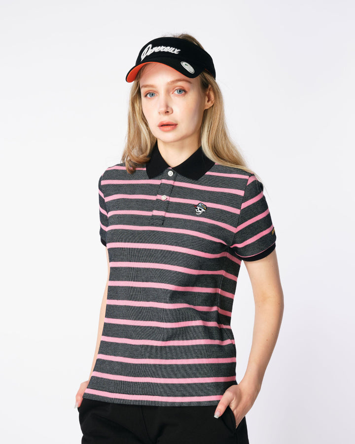 WOMEN Classic OX Border Polo 763472084 BLACK×PINK