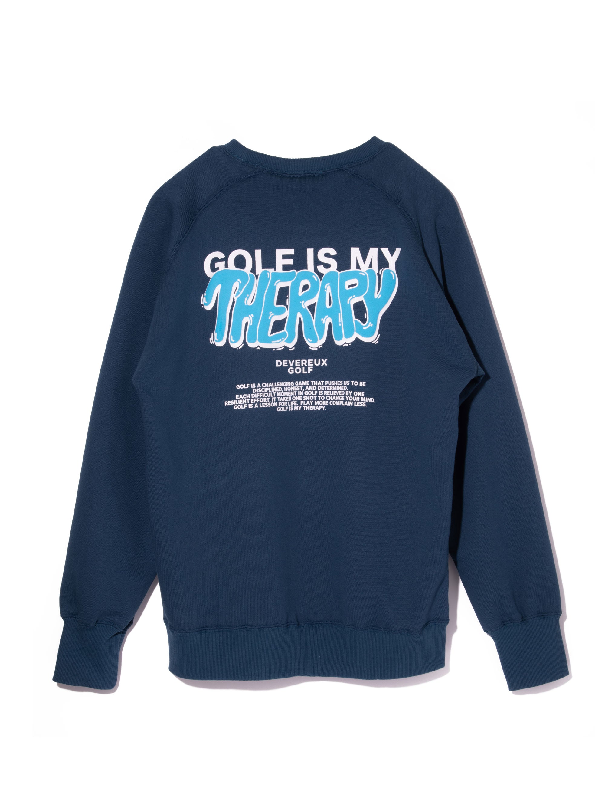 Golf is My Therapy アスレジャーCrew 763474010-D/BLUE