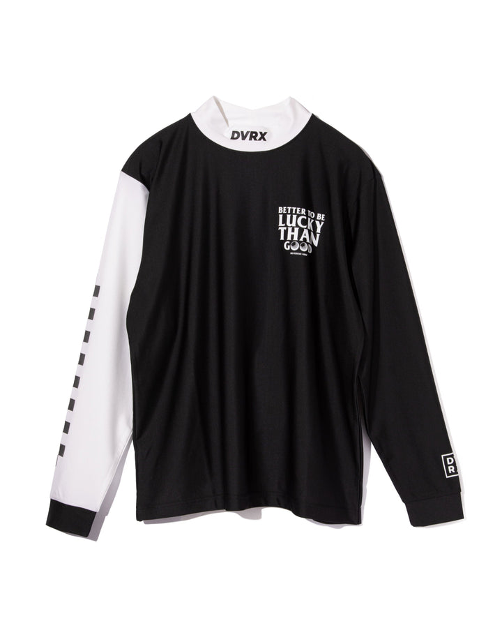 Peacy Mane Checker LS Mock Tee 763474020-BLACK