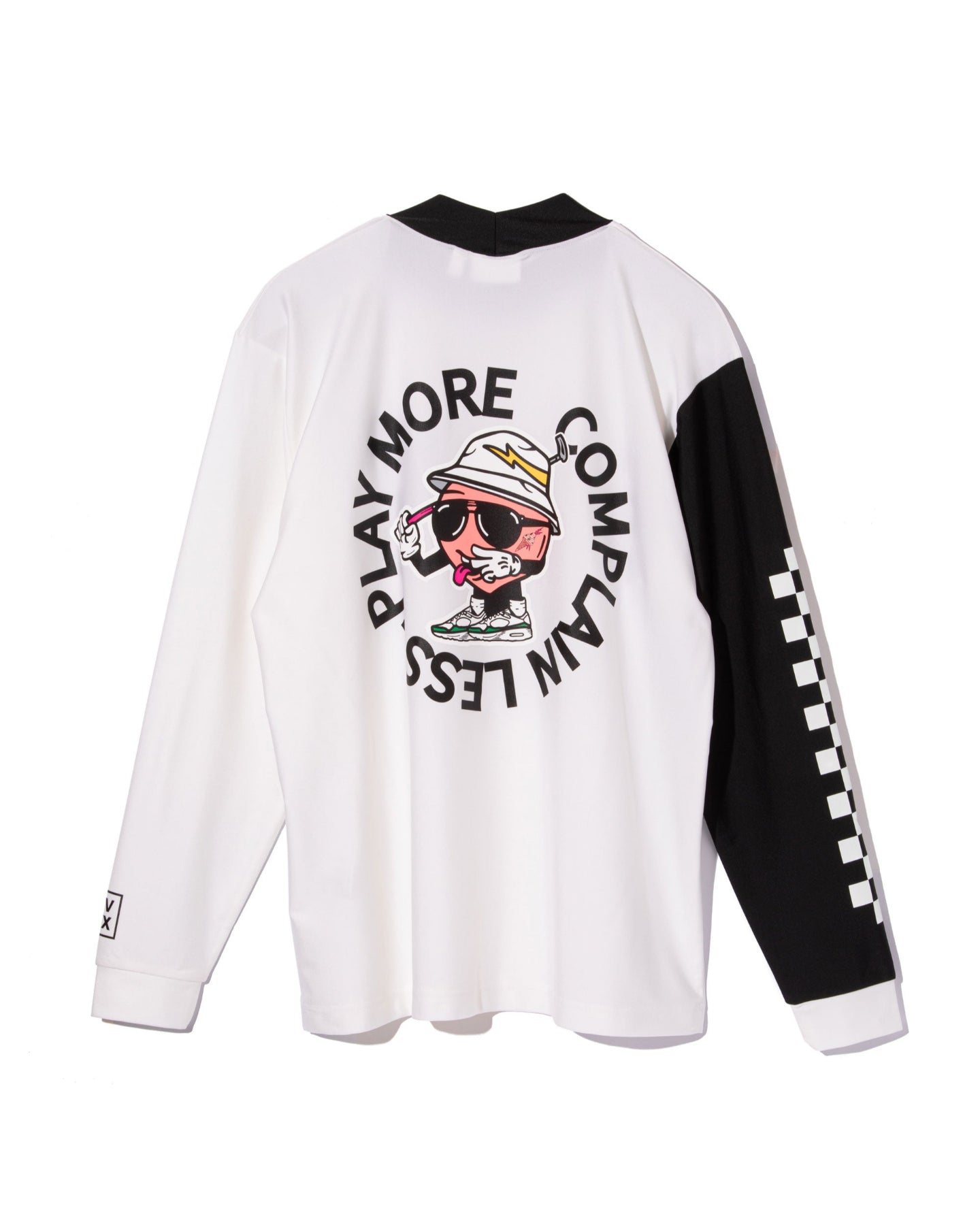 Peacy Mane Checker LS Mock Tee 763474020-WHITE