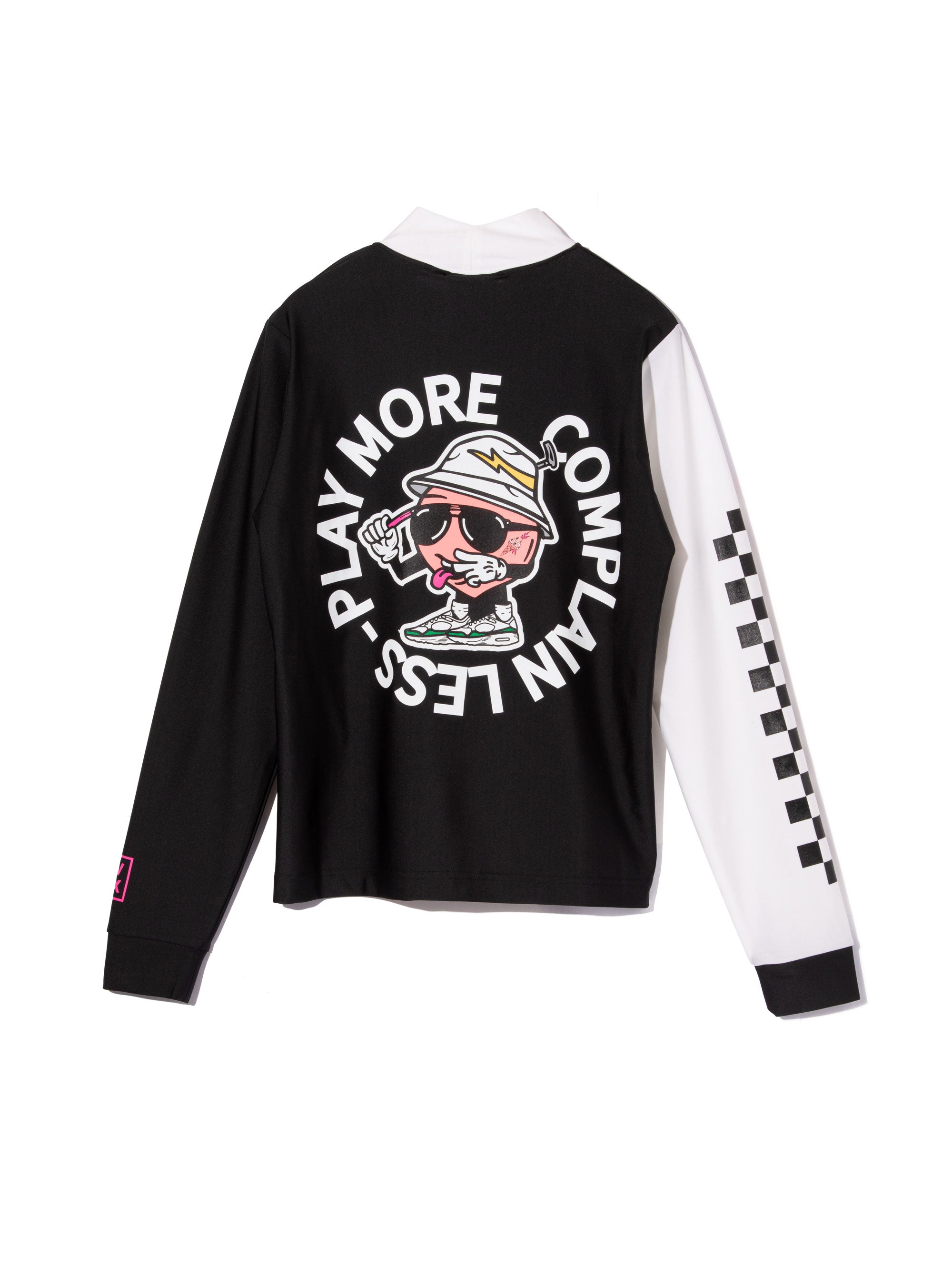 WOMEN Peacy Mane Checker LS Mock Tee 763474088-BLACK