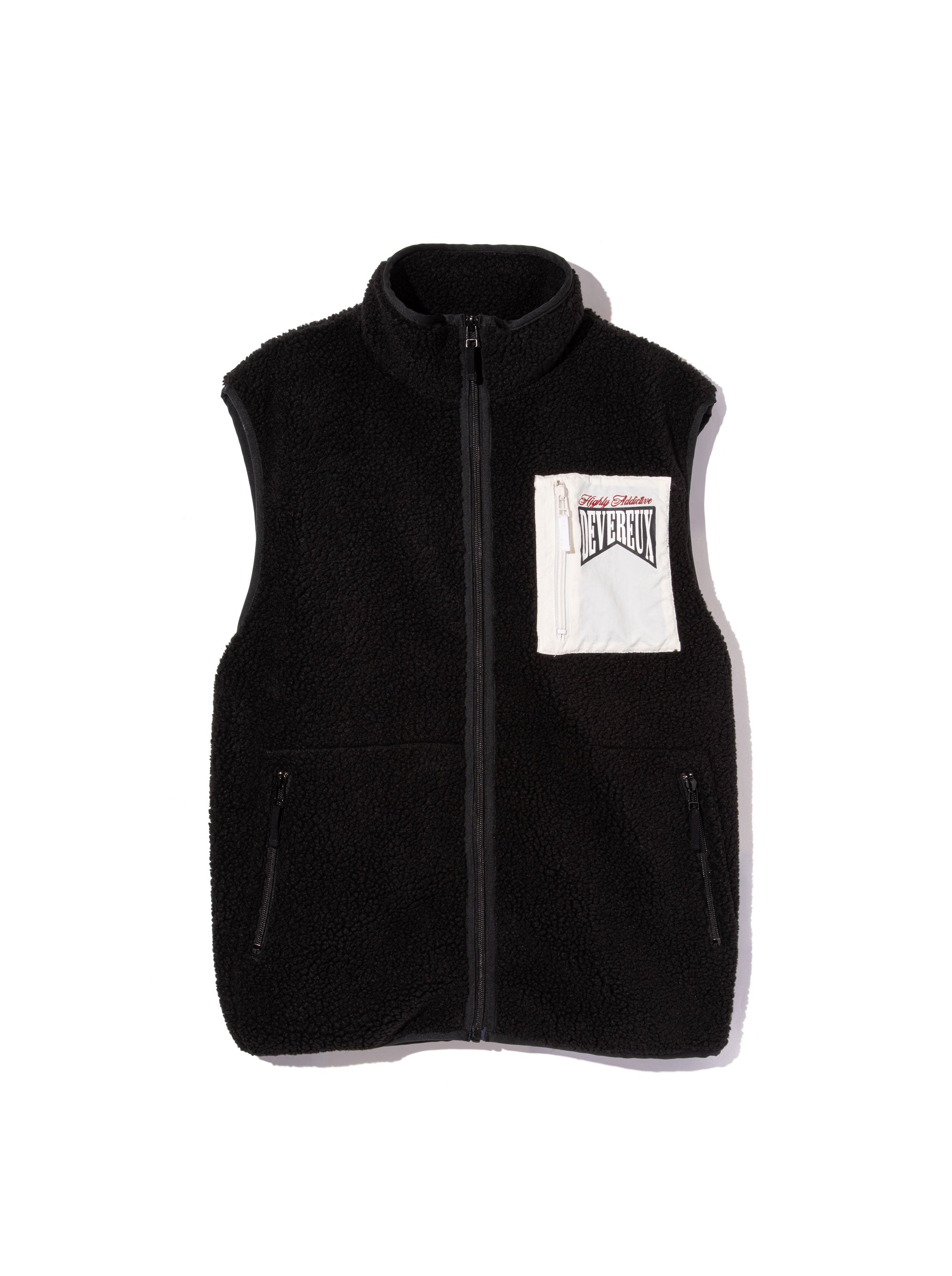 Highly AshビンテージシープボアFull Zip VEST 763474108-BLACK