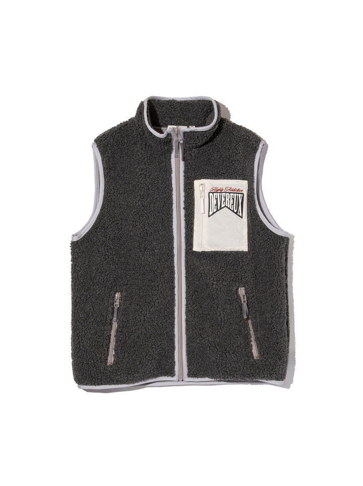 WOMEN Highly AshビンテージシープボアFull Zip VEST 763474176-CHARCOAL