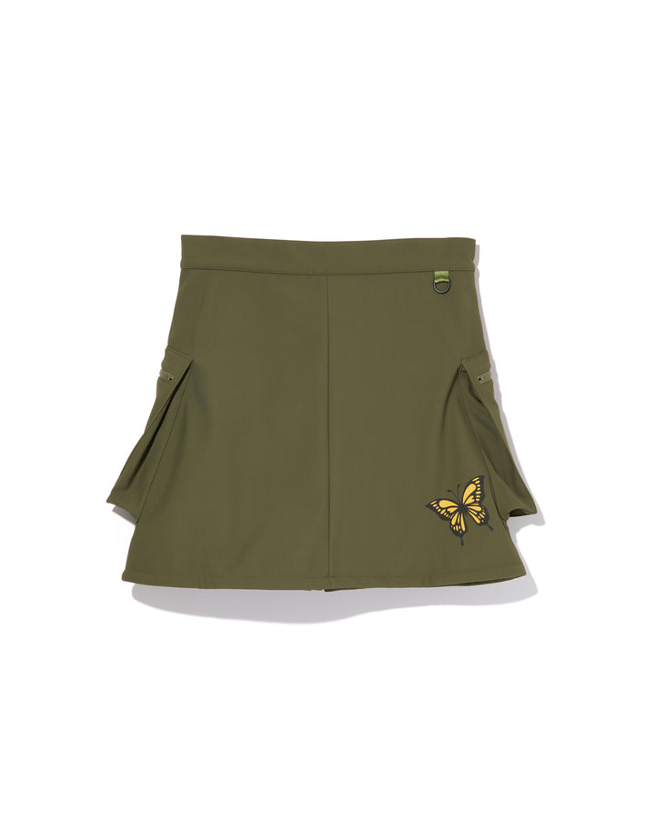 WOMEN  三層フリース フロントジップスカート 763474476-KHAKI