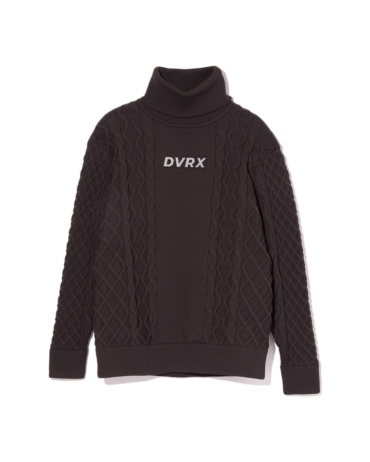 WOMEN 7G DVRX Knit Cable Turtle Neck-763474776-CHARCOAL